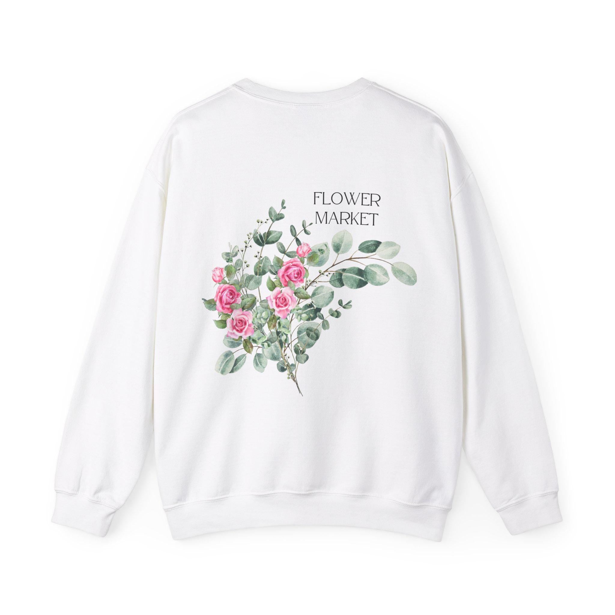 Pullover Blumen, Sweatshirt Backprint, Blumenmuster, Pullover Damen, Oversized Sweater Damen, Geschenkidee Freundin, Vintage Pullover, rosa