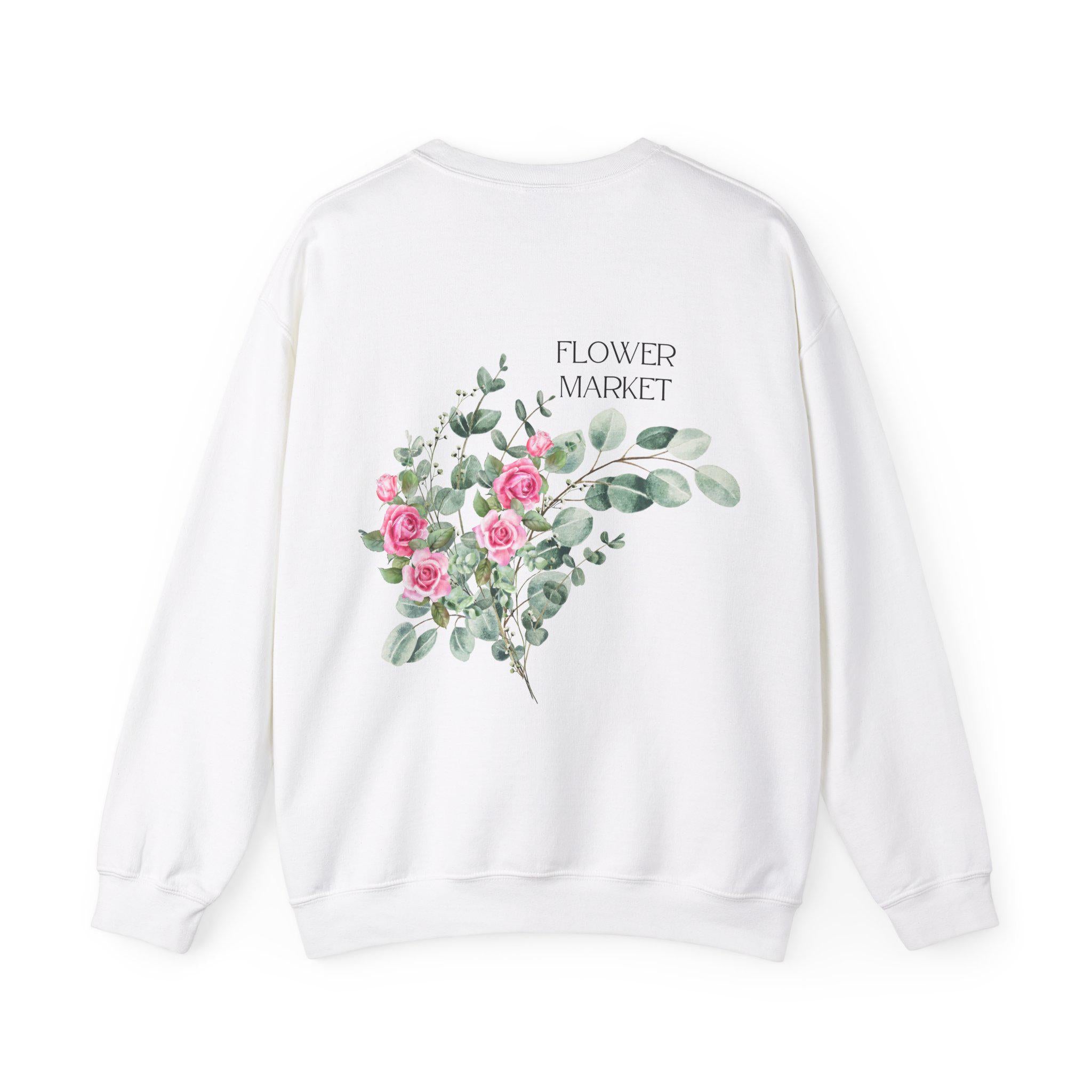 Pullover Blumen, Sweatshirt Backprint, Blumenmuster, Pullover Damen, Oversized Sweater Damen, Geschenkidee Freundin, Vintage Pullover, rosa