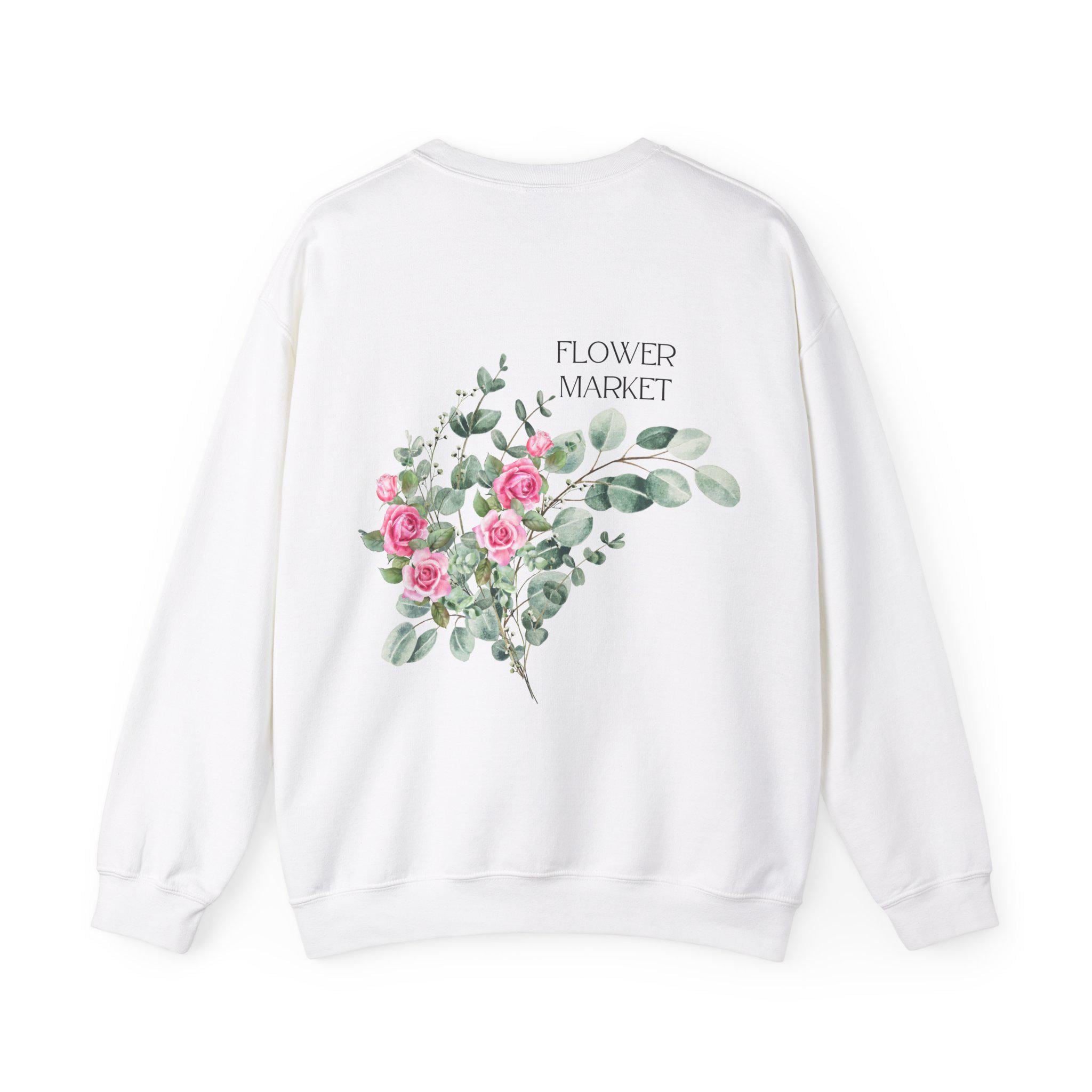 Pullover Blumen, Sweatshirt Backprint, Blumenmuster, Pullover Damen, Oversized Sweater Damen, Geschenkidee Freundin, Vintage Pullover, rosa