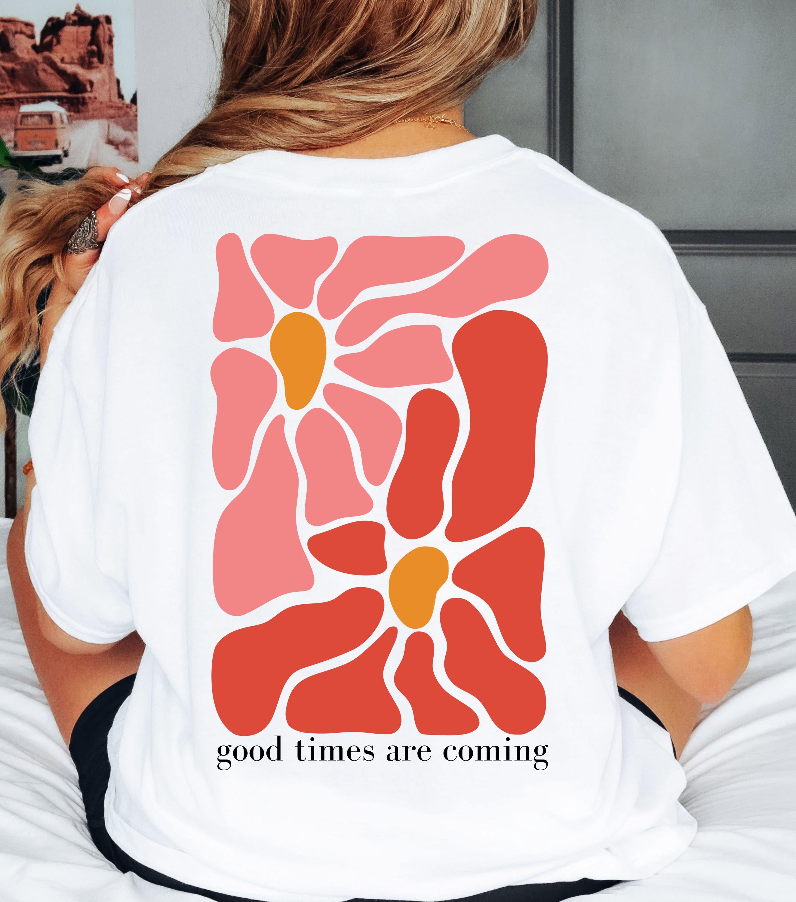 T Shirt Backprint Blumen, Tshirt Bunt, Statement Shirt, Sommer Oberteil Damen, Geschenkidee Freundin, Mama, Muttertag, Sommer, Frühling