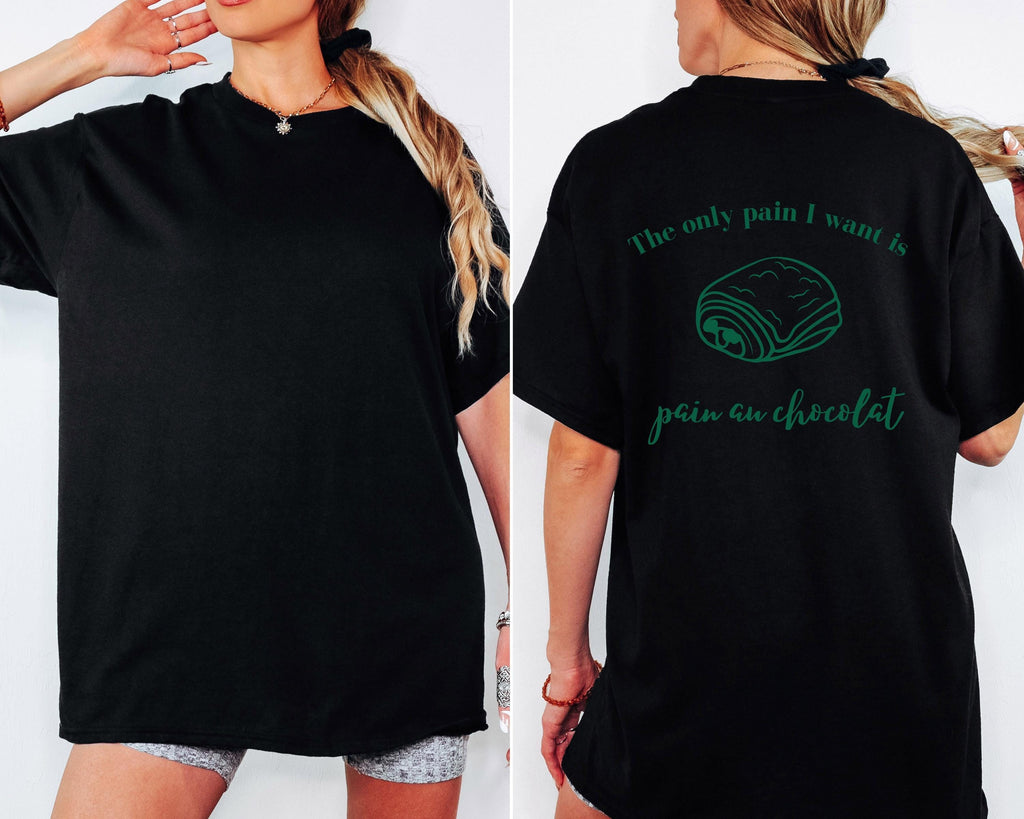 T Shirt Backprint französisch, Tshirt Crossaint, Frankreich, Geburtstagsgeschenk, Geschenkidee Freundin, Mama, lustig, pain au chocolat