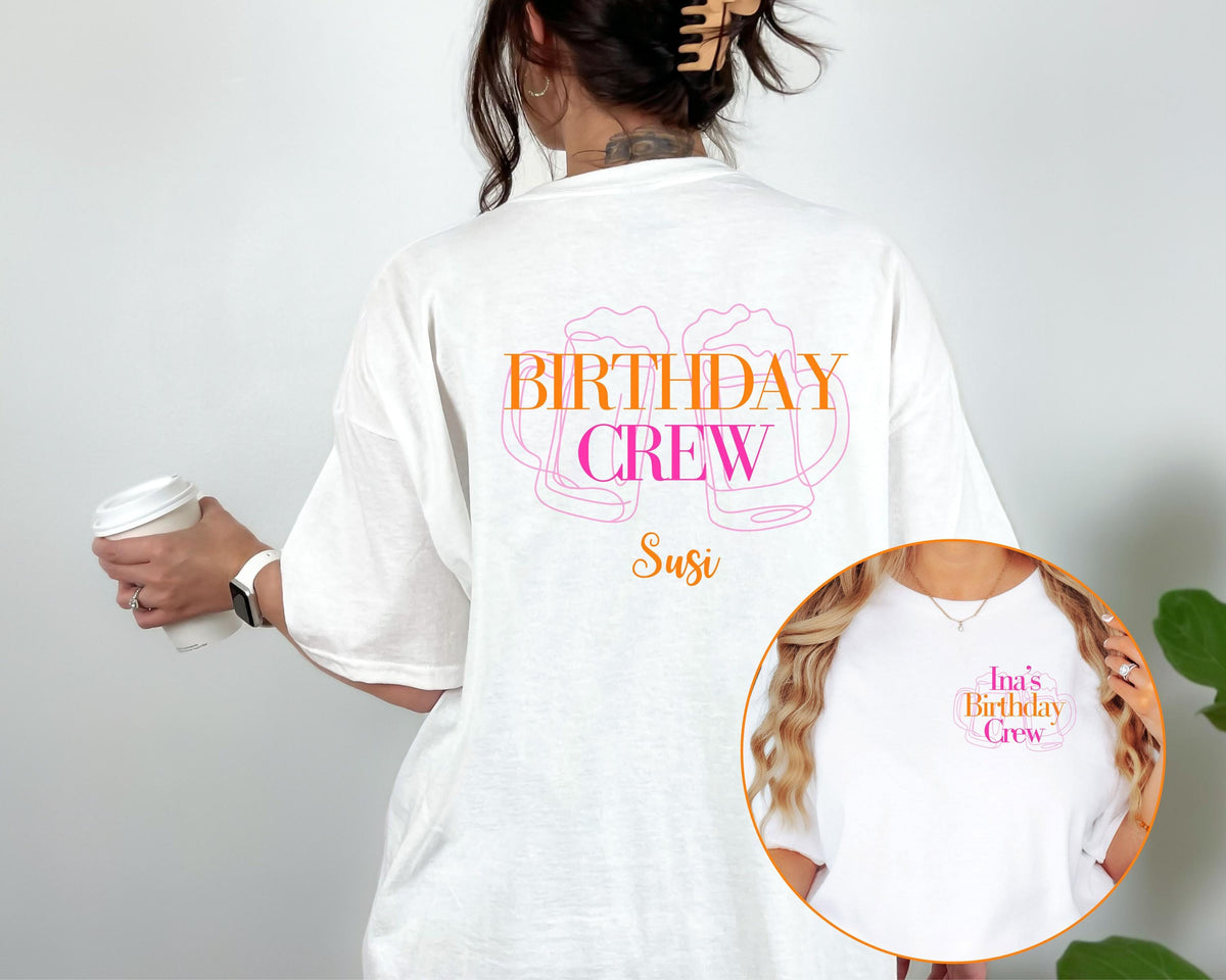 Geburtstag T Shirt, Backprint, Birthday Crew, personalisiert, Party Shirts, Bier Shirt, Sauf T Shirt, Gruppenshirt, Geburtstag Gruppe, Crew