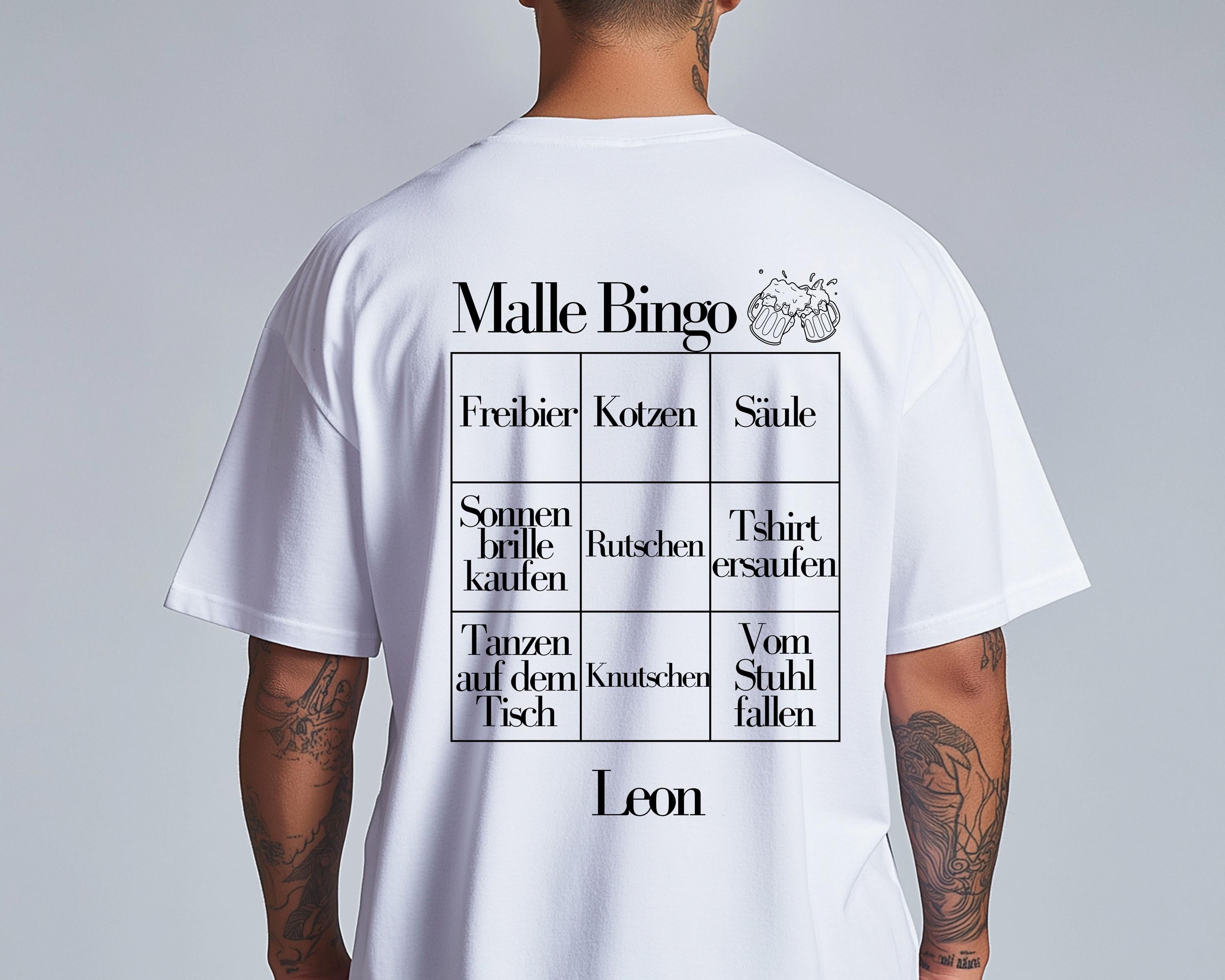 Malle Shirts Herren, Gruppenshirt, Backprint, Malle 2026, Malle Shirt, Männer, personalisiert, Mallorca, Bier Shirt, Sauf Shirt, Bingo, Bier