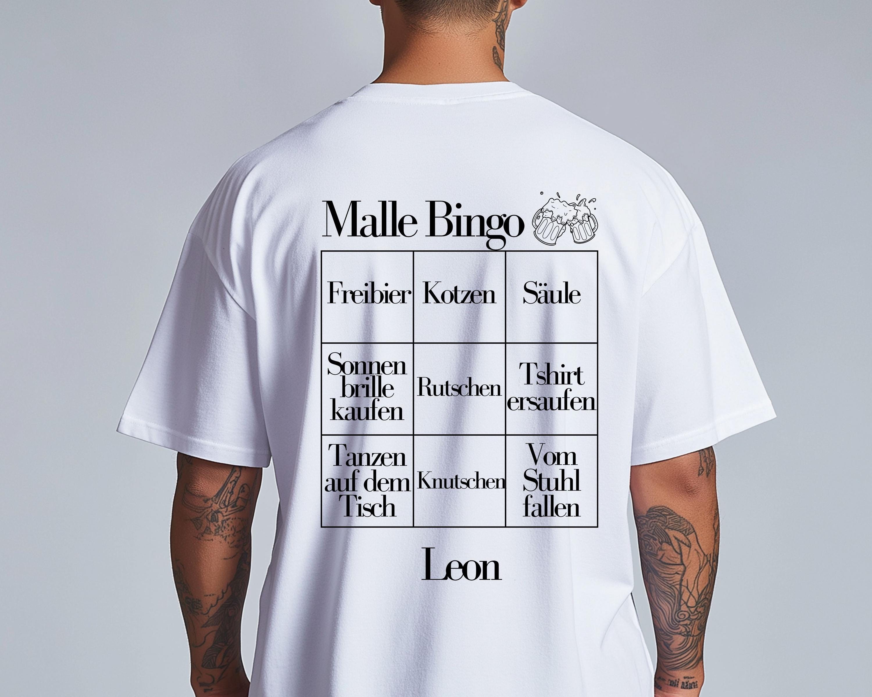 Malle Shirts Herren, Gruppenshirt, Backprint, Malle 2026, Malle Shirt, Männer, personalisiert, Mallorca, Bier Shirt, Sauf Shirt, Bingo, Bier