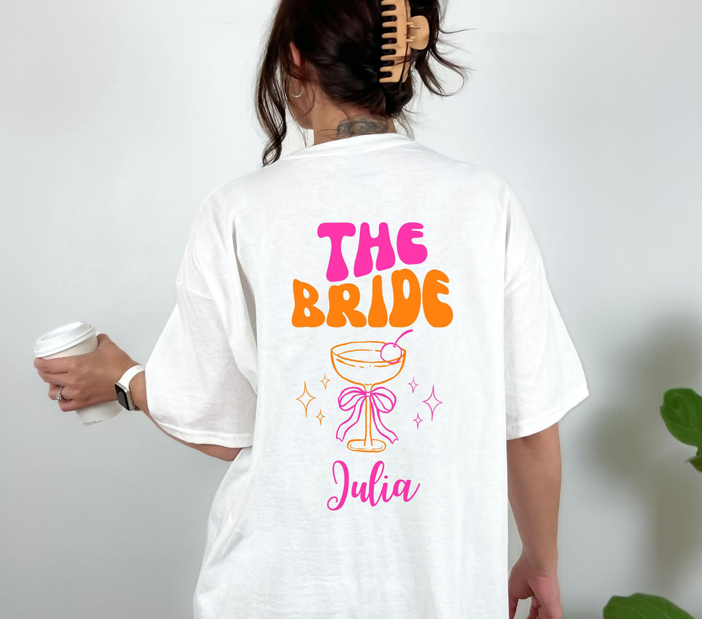 JGA T Shirt Personalisierbar, Junggesellinnenabschied Shirts, Backprint, Team, Braut Shirt mit Name, JGA Frauen, Gruppen T Shirt, Hochzeit