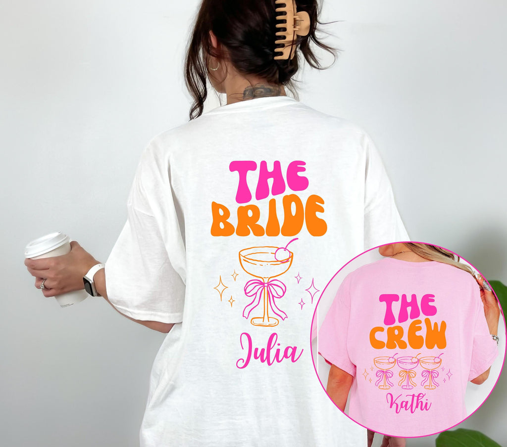 JGA T Shirt Personalisierbar, Junggesellinnenabschied Shirts, Backprint, Team, Braut Shirt mit Name, JGA Frauen, Gruppen T Shirt, Hochzeit