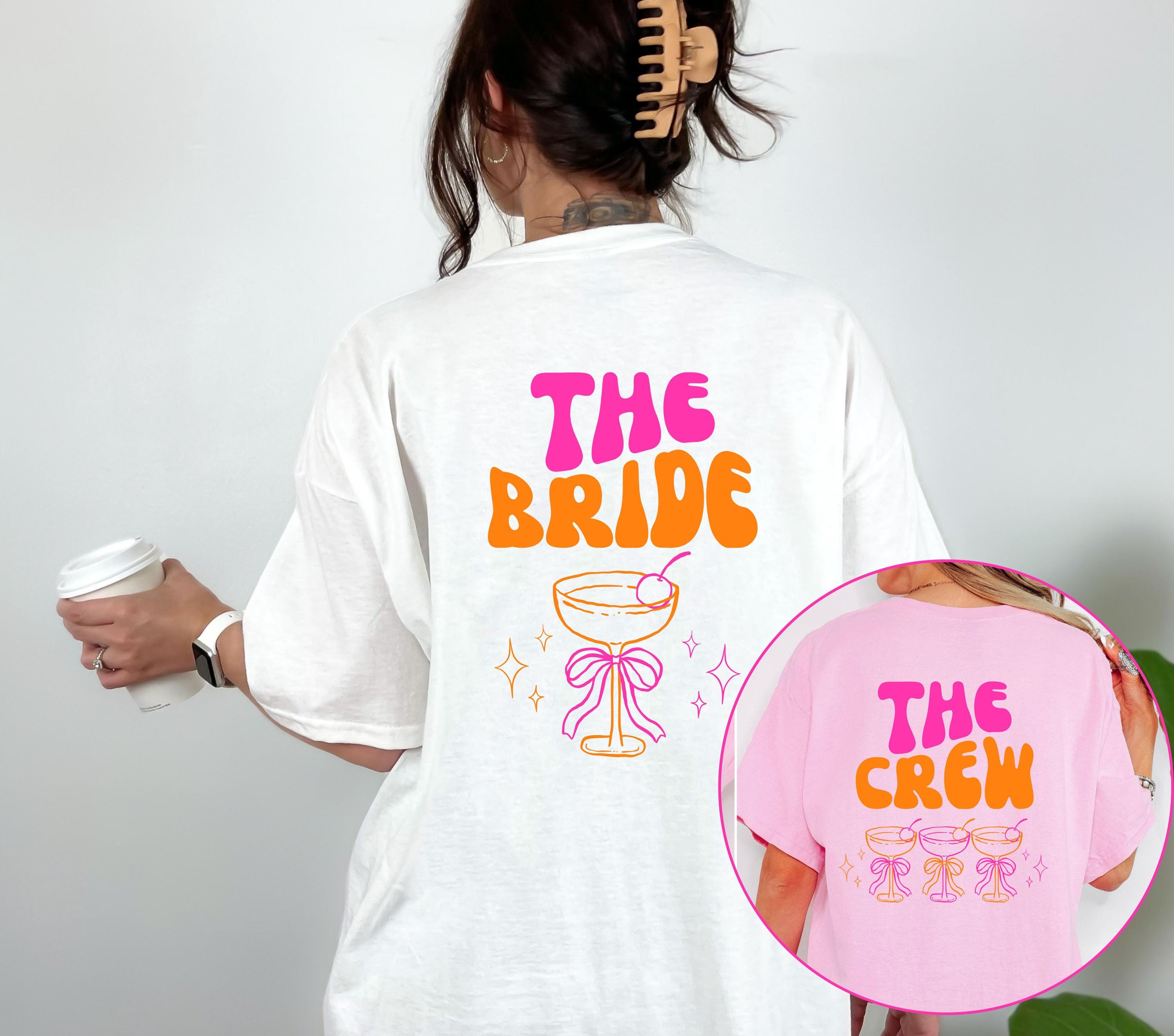 JGA T Shirt, Junggesellinnenabschied Shirts, JGA pink orange, Backprint, Team, Braut Shirt mit Name, JGA Frauen, Gruppen T Shirt, Hochzeit