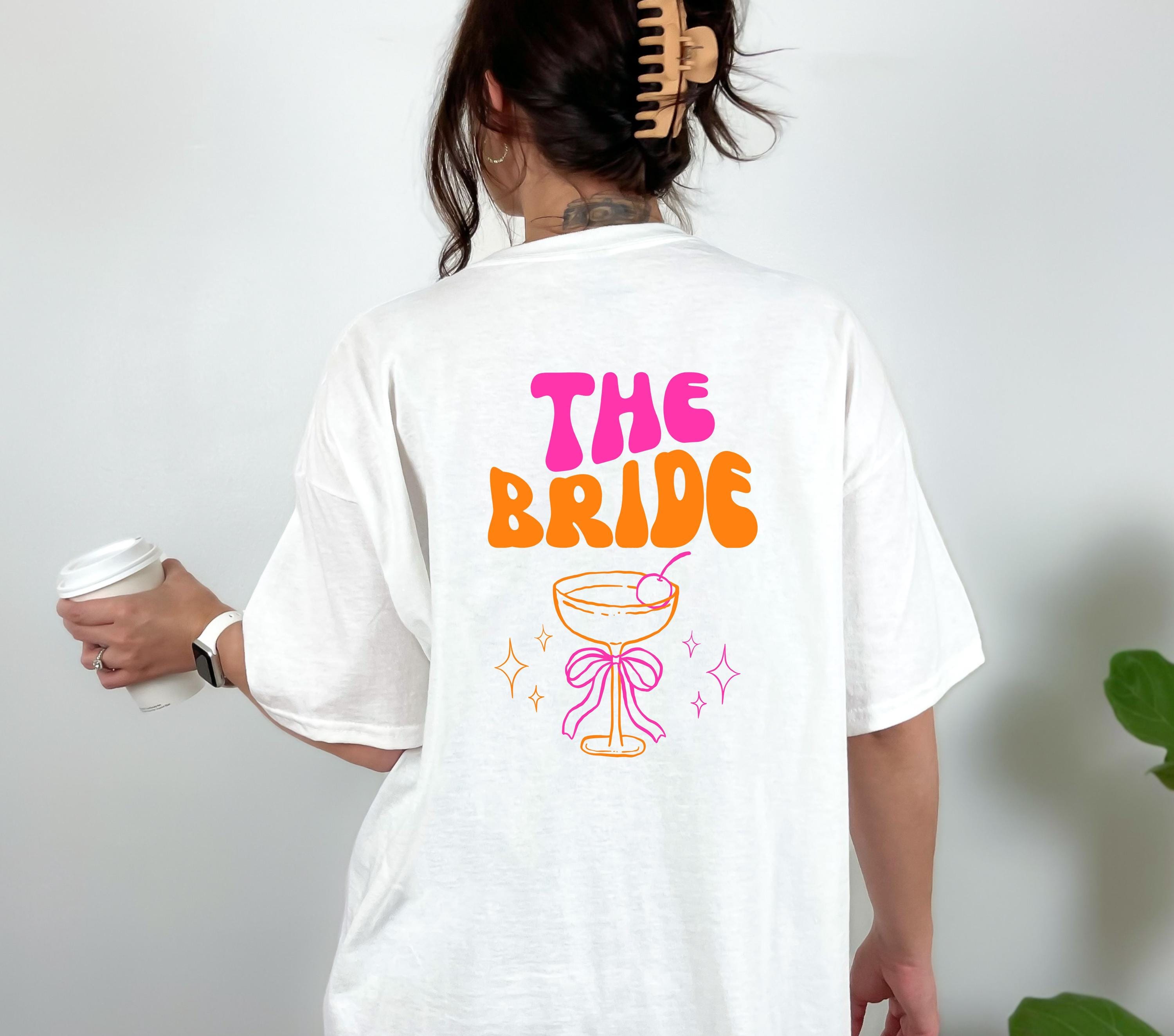 JGA T Shirt Backprint, Junggesellenenabschied Shirts, JGA pink orange, Bride, Team, Braut Shirt mit Name, JGA Frauen, Gruppen Shirt Hochzeit