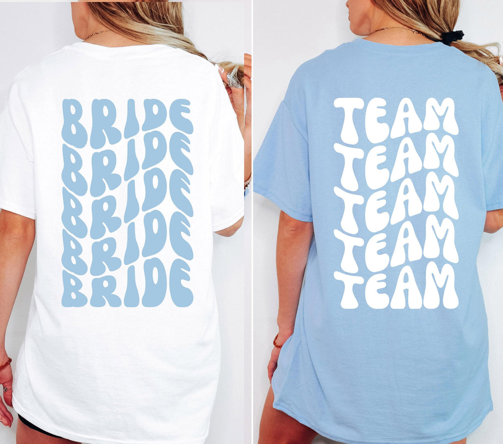 JGA T Shirt, Junggesellinnenabschied Shirts, Team Braut, Bride T-shirt, Braut Shirt, JGA Frauen, Gruppen TShirt, Backprint, Damen Shirts