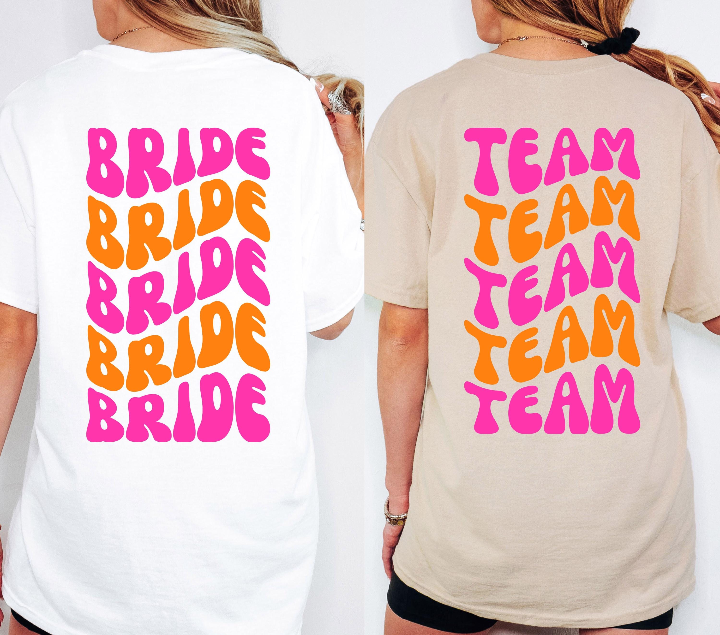 JGA Shirt, Junggesellinnenabschied Shirts, Team Braut, Braut Tshirt, JGA bunt, rosa, orange, JGA Frauen, Gruppen T Shirt, Backprint, pink