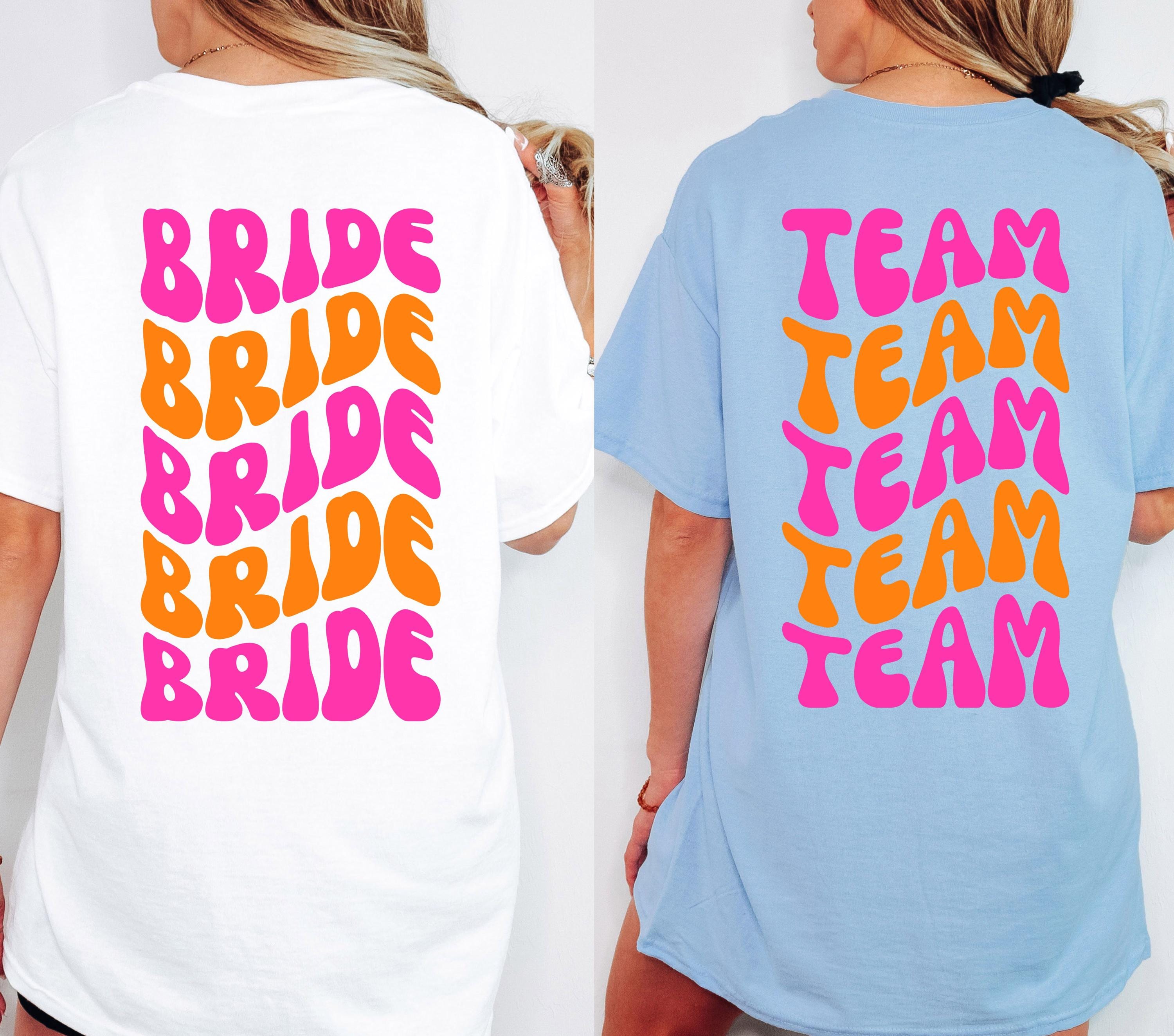 JGA Shirt, Junggesellinnenabschied Shirts, Team Braut, Braut Tshirt, JGA bunt, rosa, orange, JGA Frauen, Gruppen T Shirt, Backprint, pink