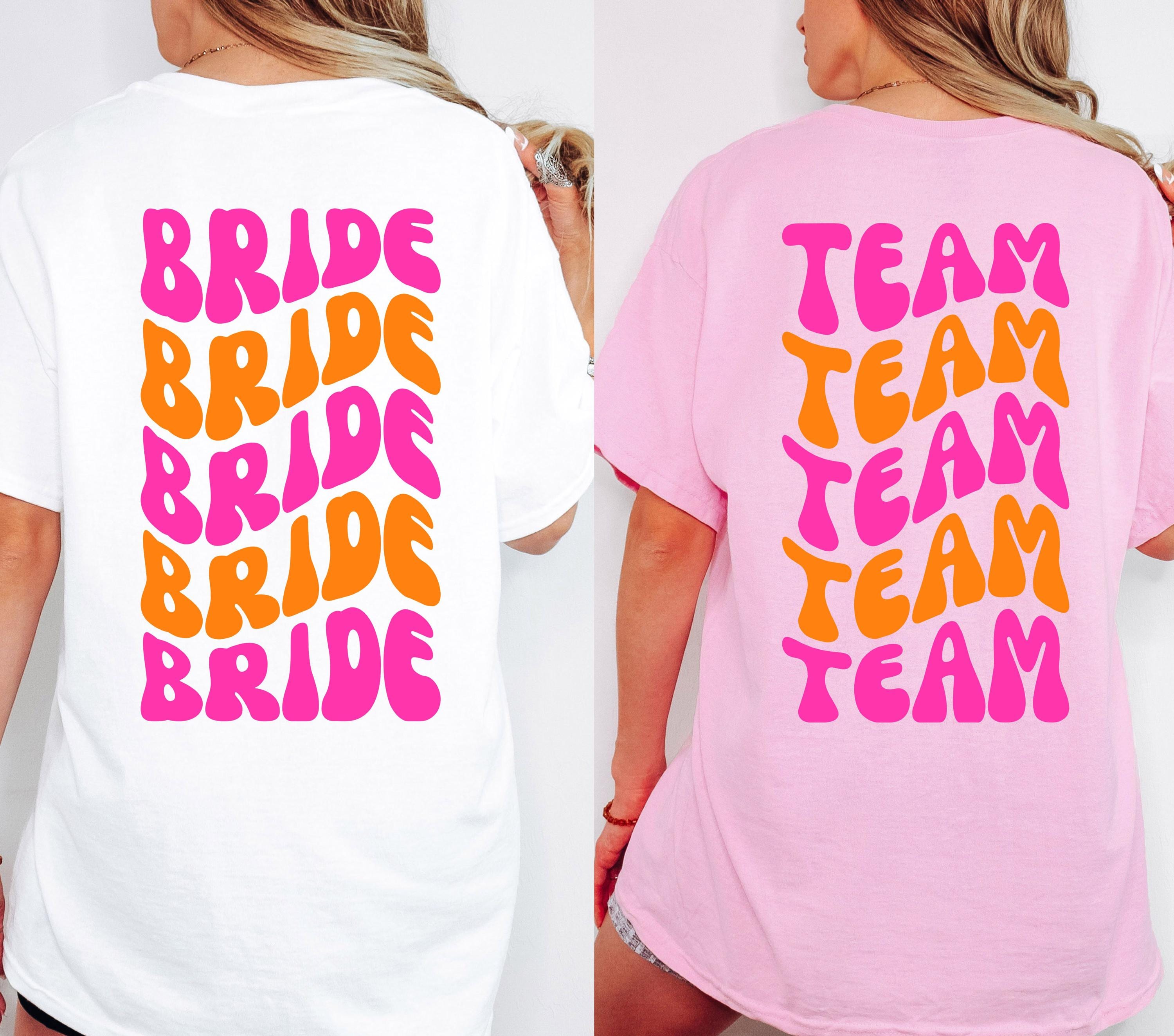 JGA Shirt, Junggesellinnenabschied Shirts, Team Braut, Braut Tshirt, JGA bunt, rosa, orange, JGA Frauen, Gruppen T Shirt, Backprint, pink