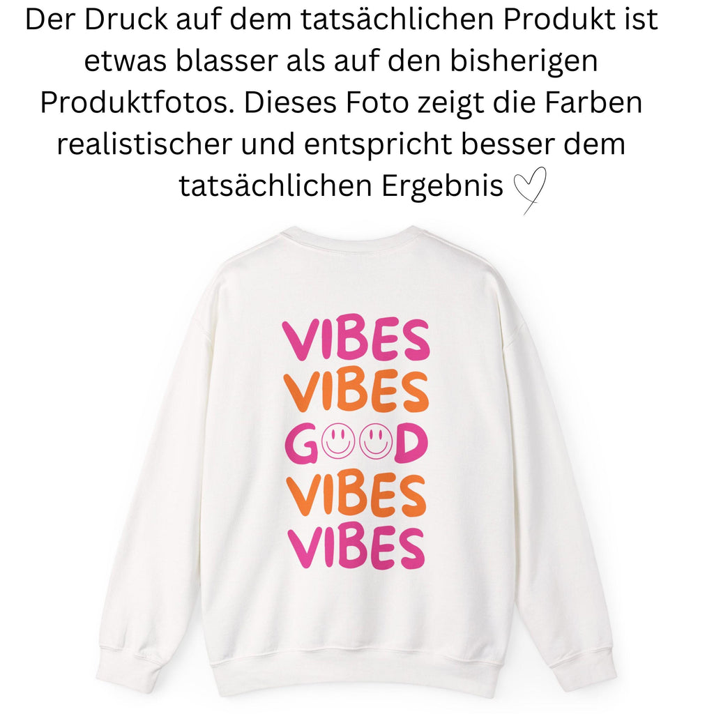 Pullover Backprint Good Vibes, Smiley Pullover bunt, Sweatshirt mit Backprint, Pulli mit Statement, Hoodie, Sweater, Geschenkidee, Mama