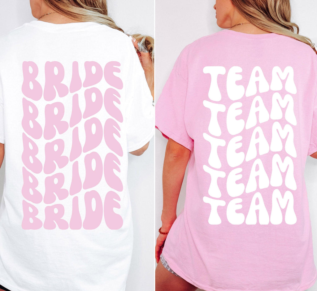 JGA T Shirt, Junggesellinnenabschied Shirts, Team Braut, Bride T-shirt, Braut Shirt, JGA Frauen, Gruppen TShirt, Backprint, Damen Shirts