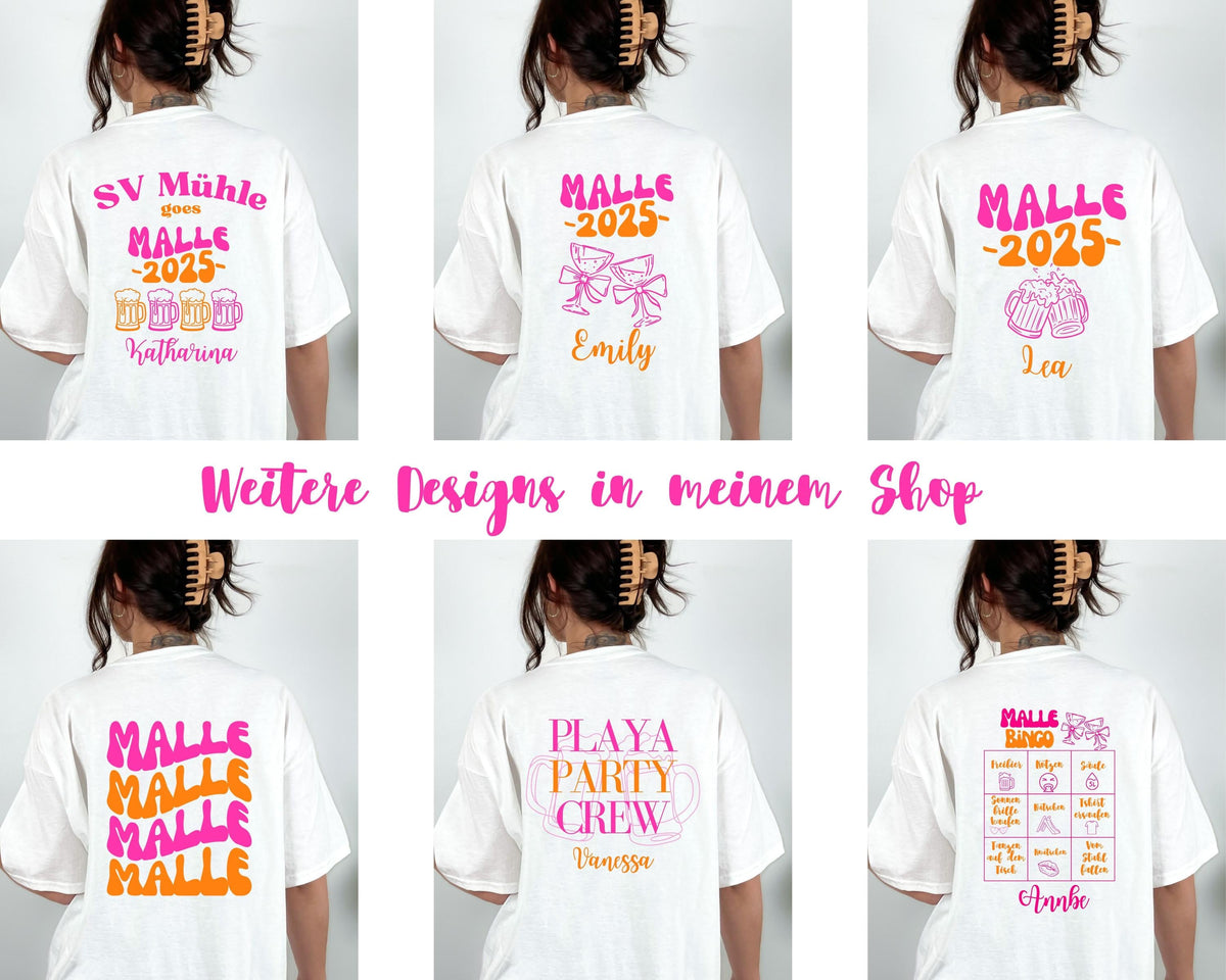 Malle Shirt, Malle Modus, Malle Tshirt, Mallorca Shirt, Bier Shirt, Ballermann Outfits, personalisiert, Damen, JGA, rosa rot