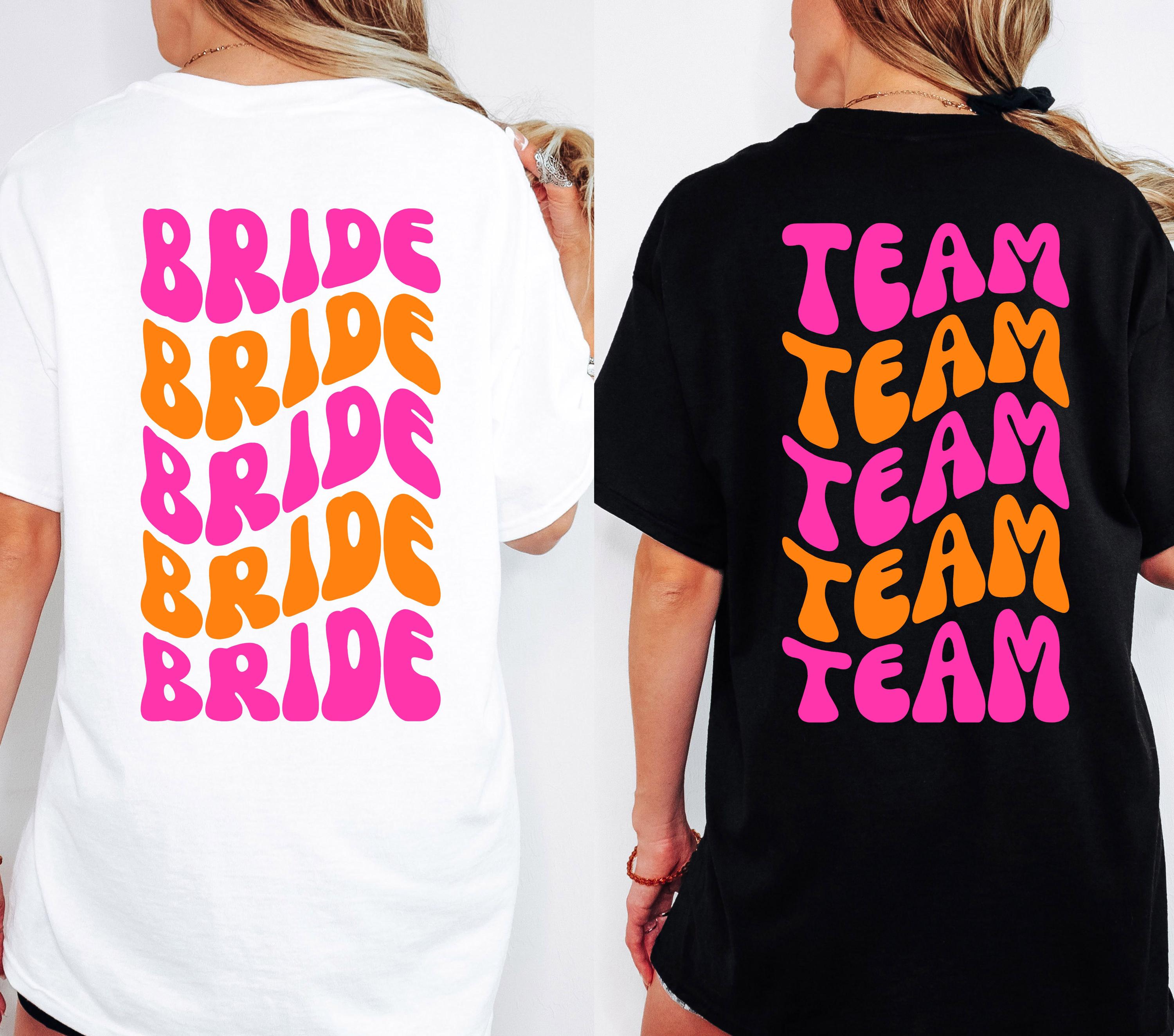 JGA Shirt, Junggesellinnenabschied Shirts, Team Braut, Braut Tshirt, JGA bunt, rosa, orange, JGA Frauen, Gruppen T Shirt, Backprint, pink