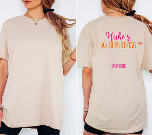 Geburtstagsshirt, Gästeliste, Unterschriften, zum Unterschreiben, personalisiert, Party T Shirt, Geburtstag, Geschenkidee, Backprint, Feier
