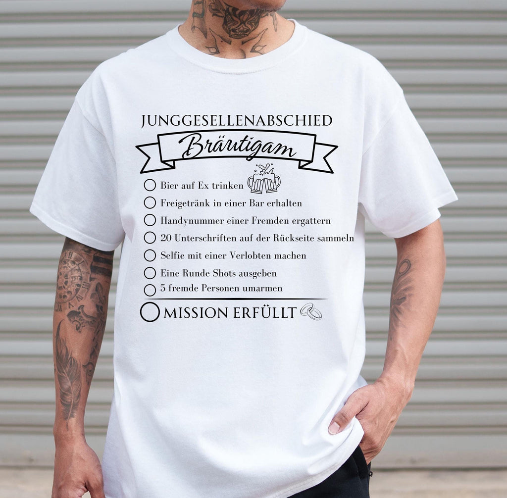 JGA Shirt Mann, Männer, Junggesellenabschied, Checkliste Bräutigam, JGA T-Shirt Herren, lustiges JGA Shirt, Hochzeit, Aufgaben, Poltern