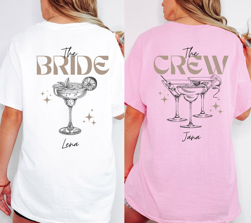JGA T Shirt, Junggesellinnenabschied Shirts, personalisiert, Braut, Team T Shirt, Braut Shirt, JGA Frauen, Gruppen T Shirt, Backprint, Crew