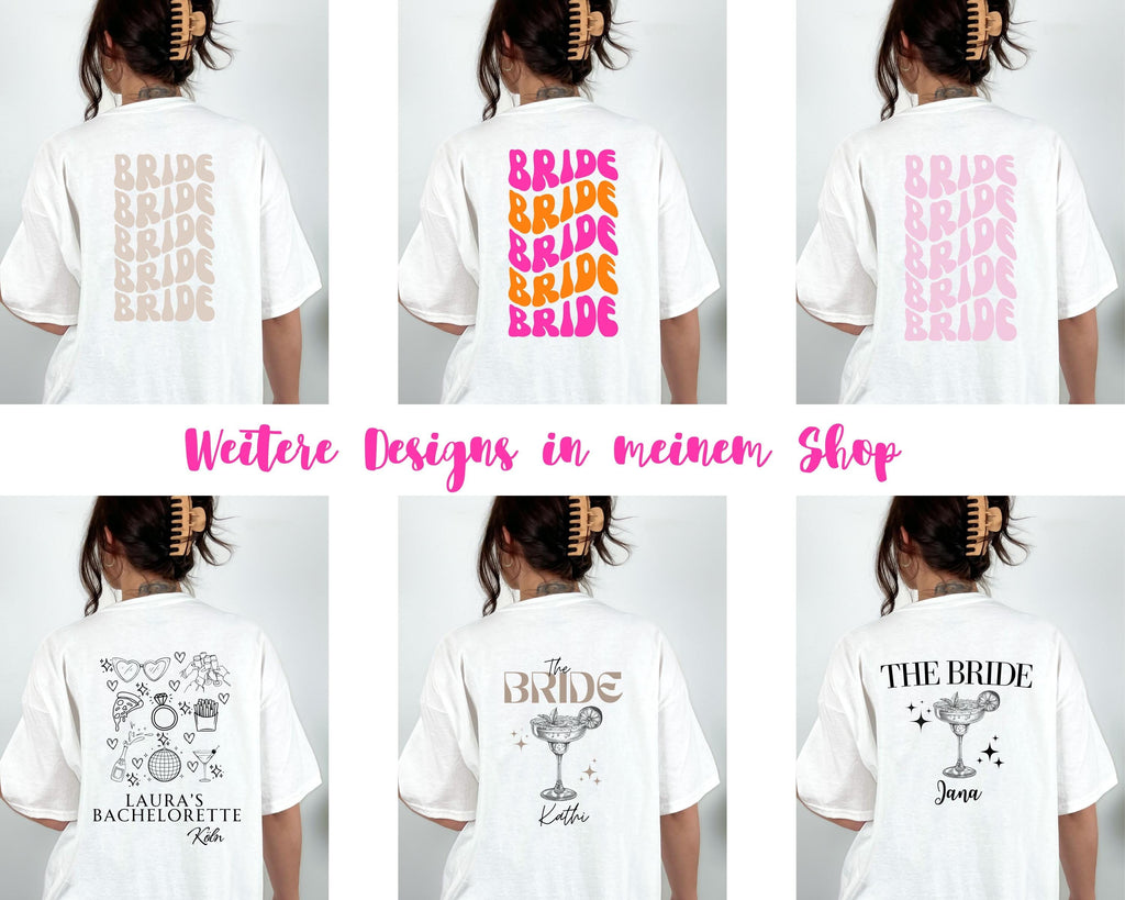JGA T Shirt Personalisierbar, Junggesellinnenabschied Shirts, Backprint, Team, Braut Shirt mit Name, JGA Frauen, Gruppen T Shirt, Hochzeit