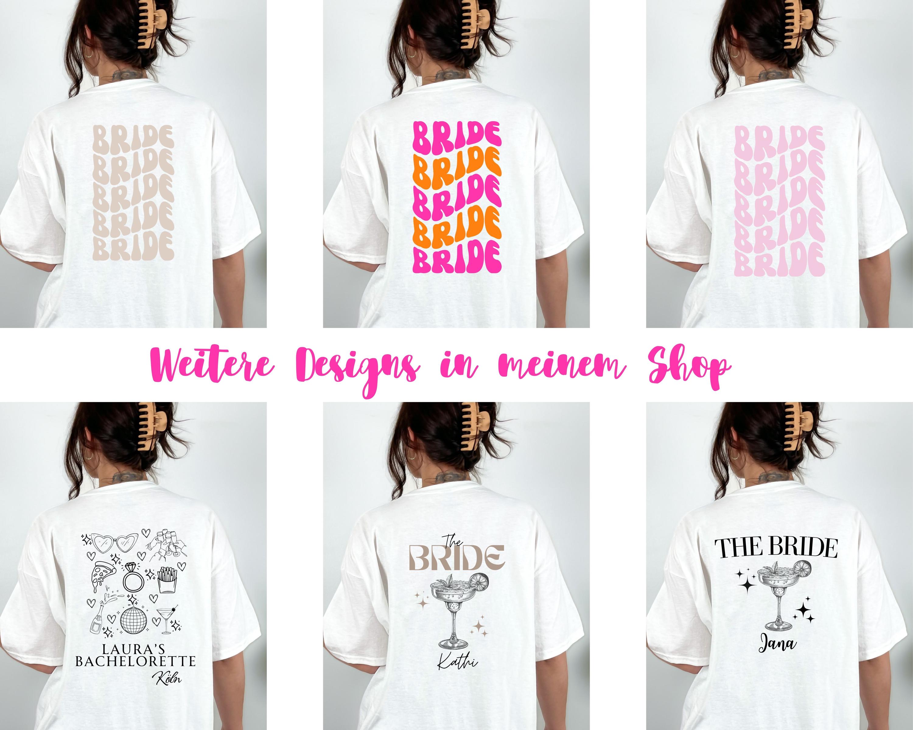 JGA T Shirt Personalisiert, Junggesellinnenabschied Shirts, Backprint, Crew, Braut Shirt mit Name, JGA Frauen, JGA Outfit, Hochzeit, Bride