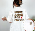 Shirt mit Backprint More Amor Por Favor Leo Muster Herz | Statement TSHirt Damen Herren | Trend | Statement Spruch | Mama | JGA | Gruppe