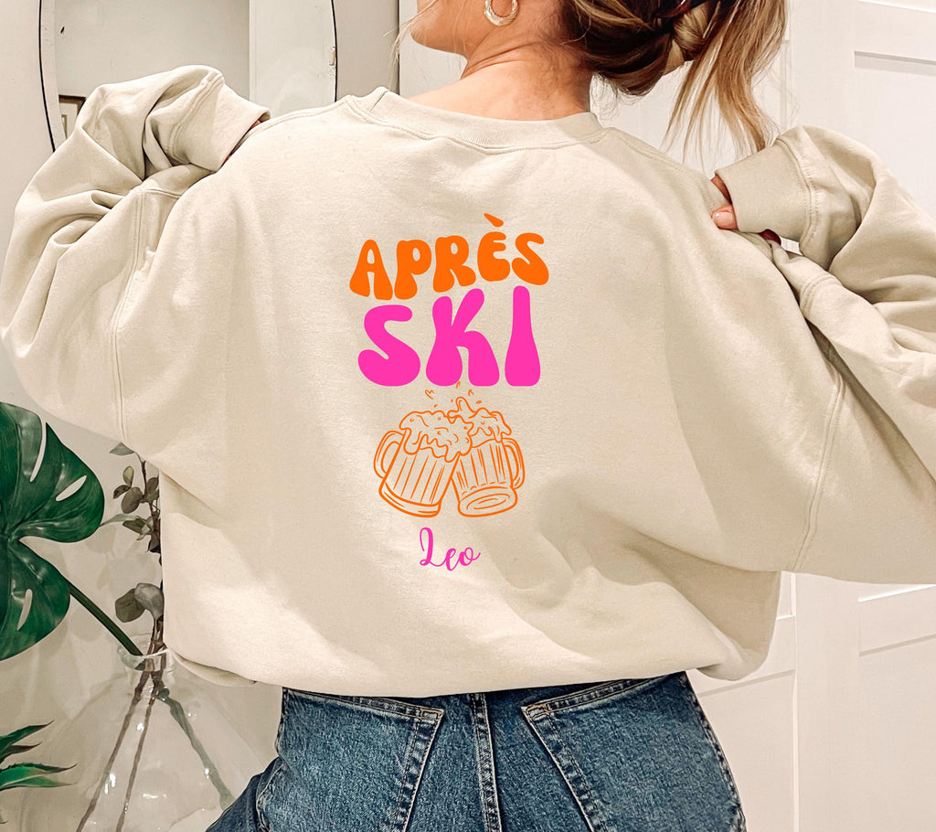 Apres Ski Pullover, pink orange, Apres Ski Club Sweatshirt, Geschenk für Skifahrer, Winterurlaub, Après Ski Outfit, Hoodie, Skiurlaub, Frau