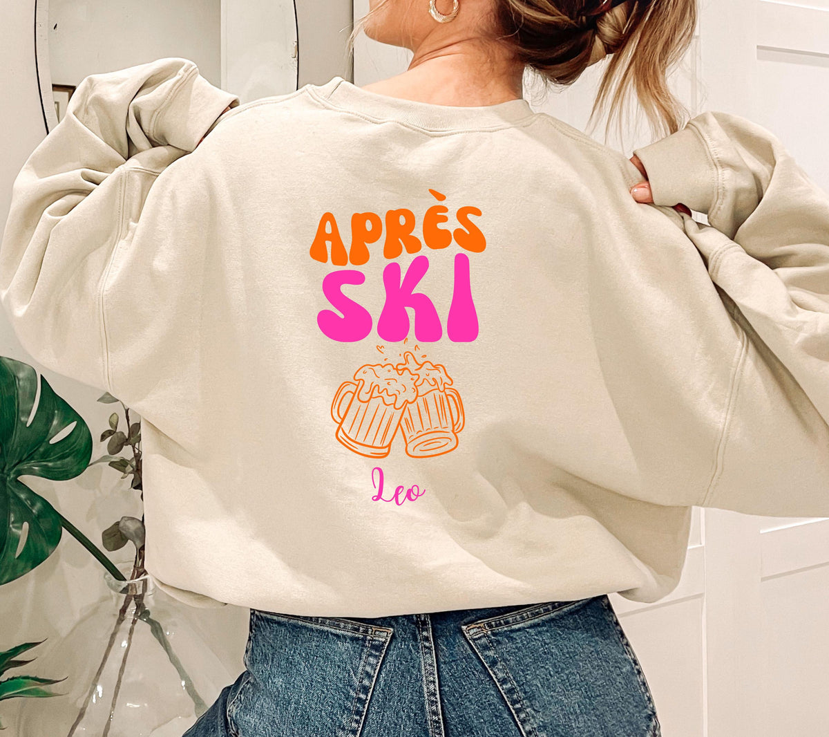 Apres Ski Pullover, pink orange, Apres Ski Club Sweatshirt, Geschenk für Skifahrer, Winterurlaub, Après Ski Outfit, Hoodie, Skiurlaub, Frau