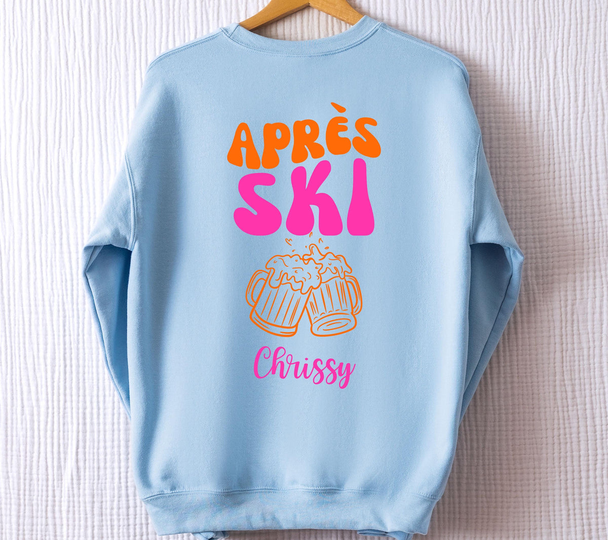 Apres Ski Pullover, pink orange, Apres Ski Club Sweatshirt, Geschenk für Skifahrer, Winterurlaub, Après Ski Outfit, Hoodie, Skiurlaub, Frau