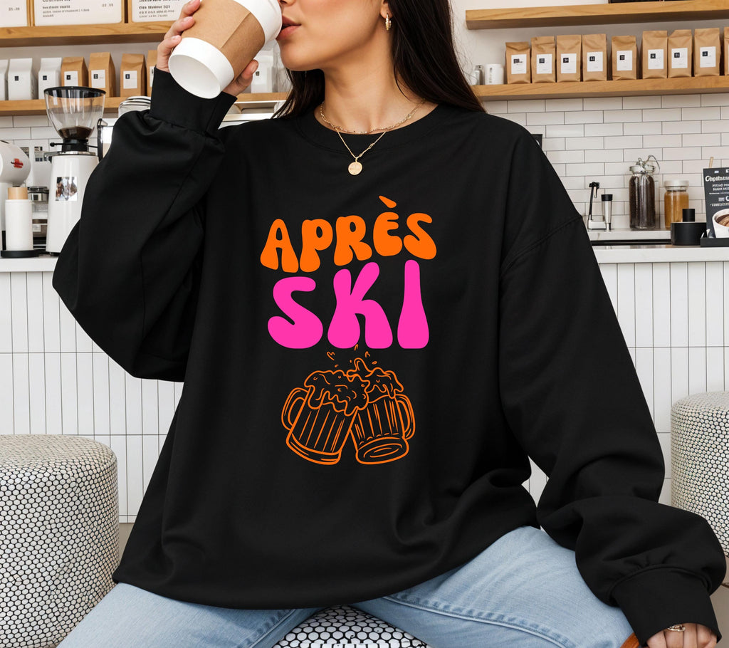 Après Ski Pullover Pink Orange, Après Ski Sweater, Skiurlaub Outfit, Après Ski Party, Skihütte Pullover, Ski Party Sweater pink orange, Bier