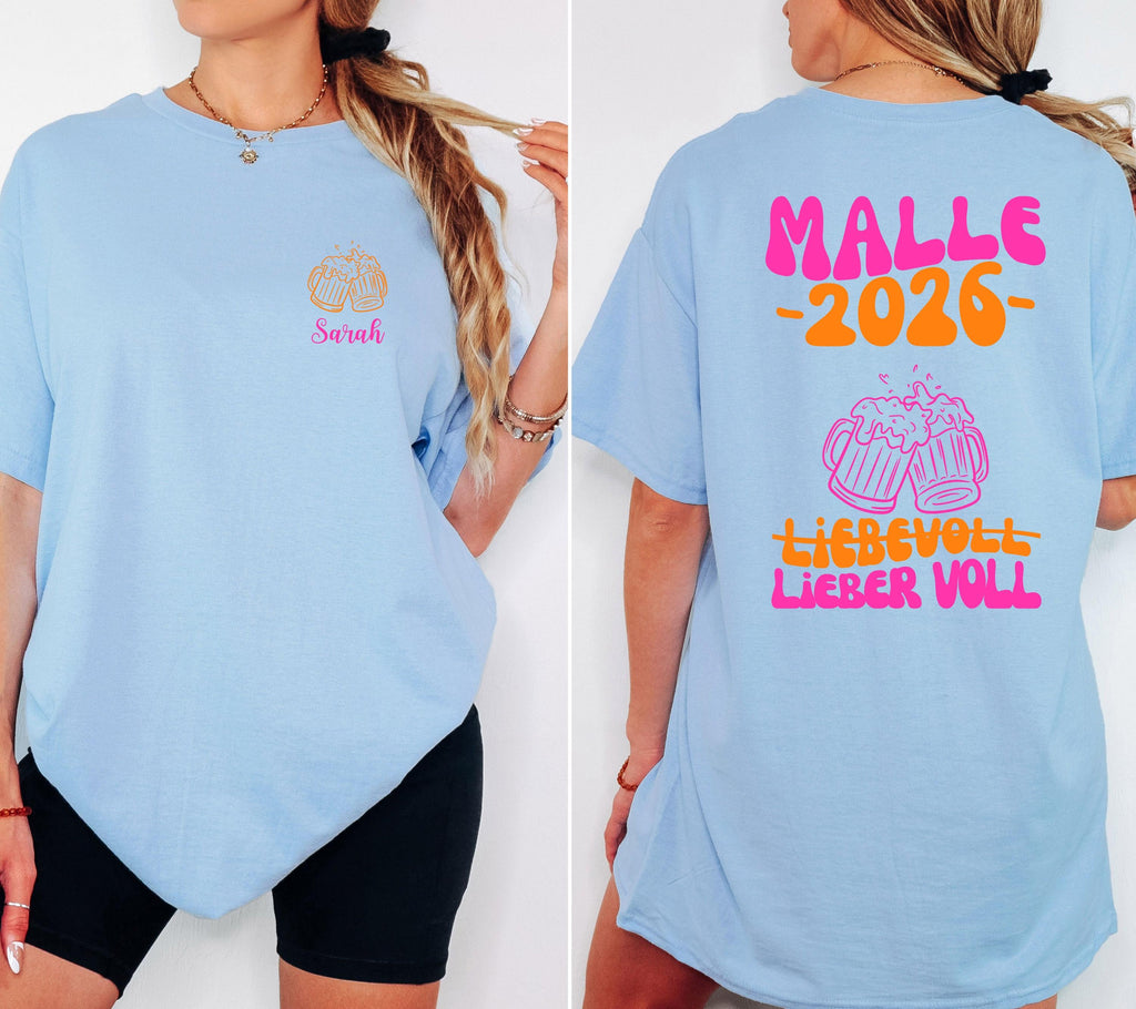 Malle Shirt, Backprint, Malle 2026, Malle Shirts, Malle T Shirt, personalisiert, Mallorca Shirts, Bier Shirt, Sauf T Shirt, Gruppenshirt