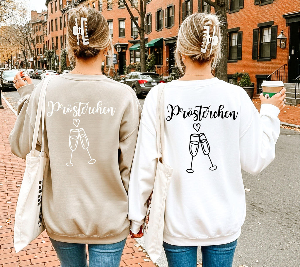 Prösterchen Pullover | Lustiger Party Sweater mit Sektgläsern | Geschenk für Silvester, Geburtstag, Mama, Freundin | Mädelsabend | Pulli