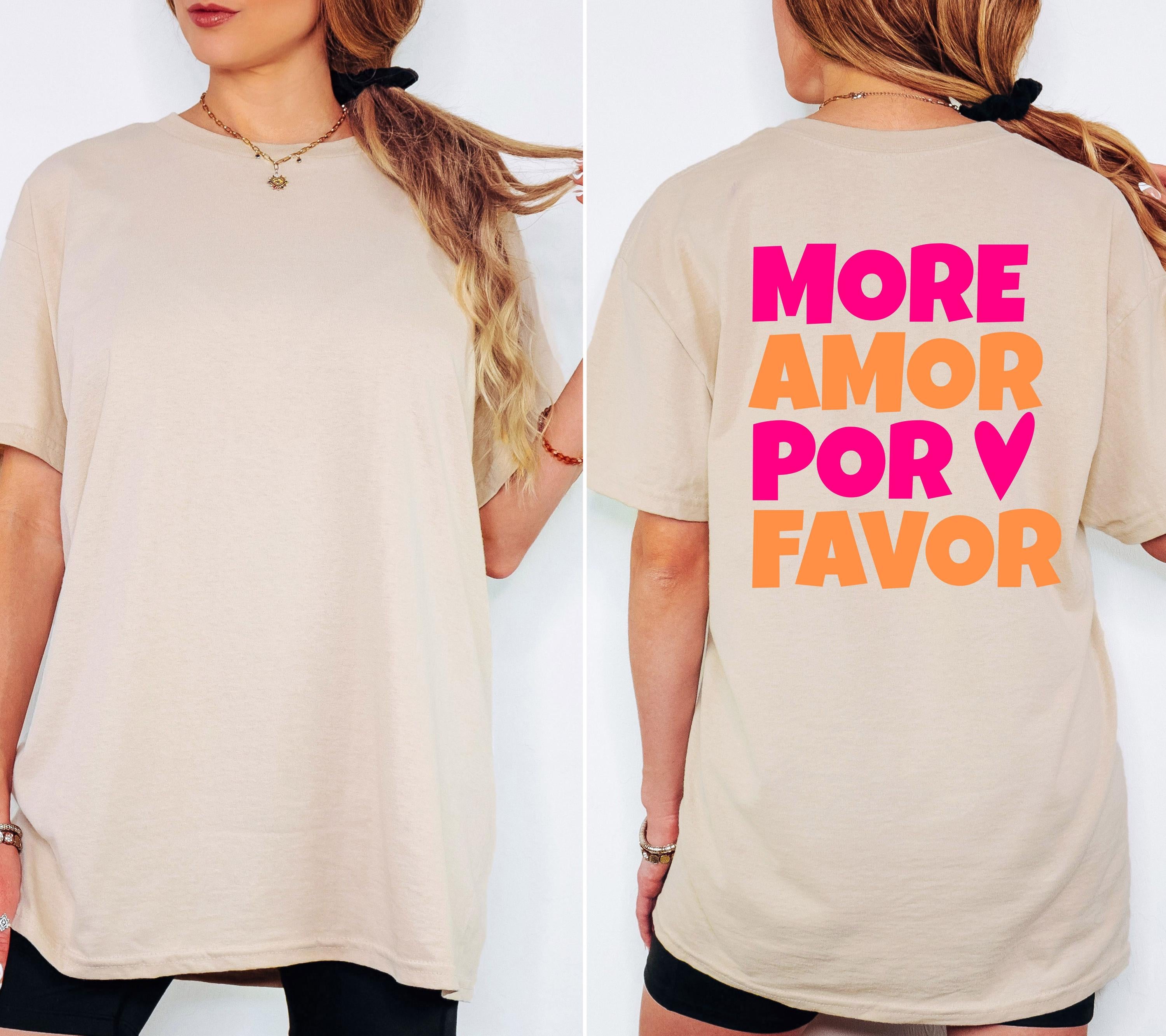 Shirt mit Backprint More Amor Por Favor orange pink Herz | Statement TShirt Damen Herren | Trend | Statement Spruch | Mama | JGA | Gruppe