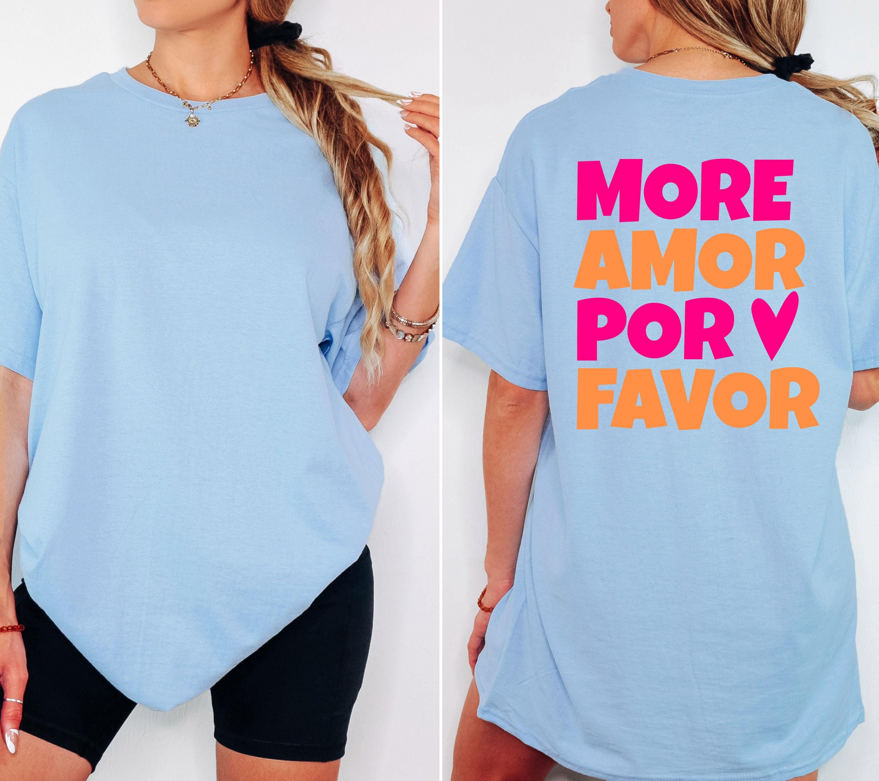 Shirt mit Backprint More Amor Por Favor orange pink Herz | Statement TShirt Damen Herren | Trend | Statement Spruch | Mama | JGA | Gruppe