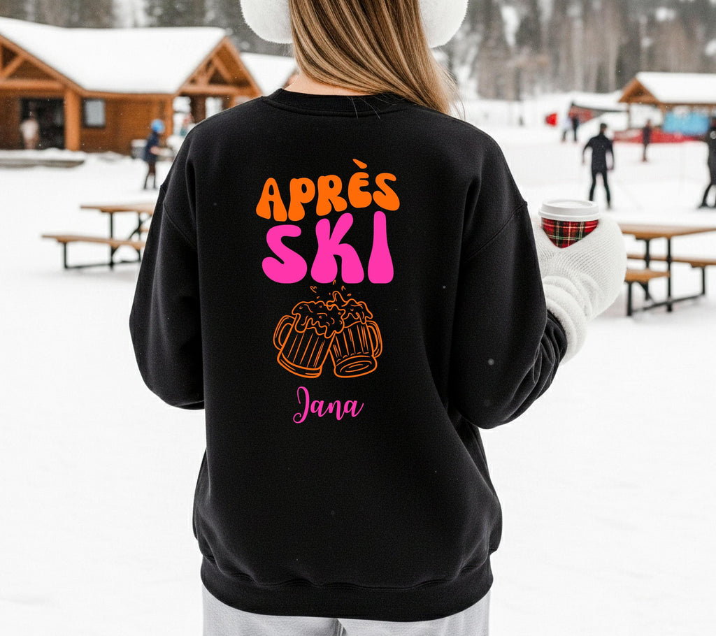 Apres Ski Pullover, pink orange, Apres Ski Club Sweatshirt, Geschenk für Skifahrer, Winterurlaub, Après Ski Outfit, Hoodie, Skiurlaub, Frau