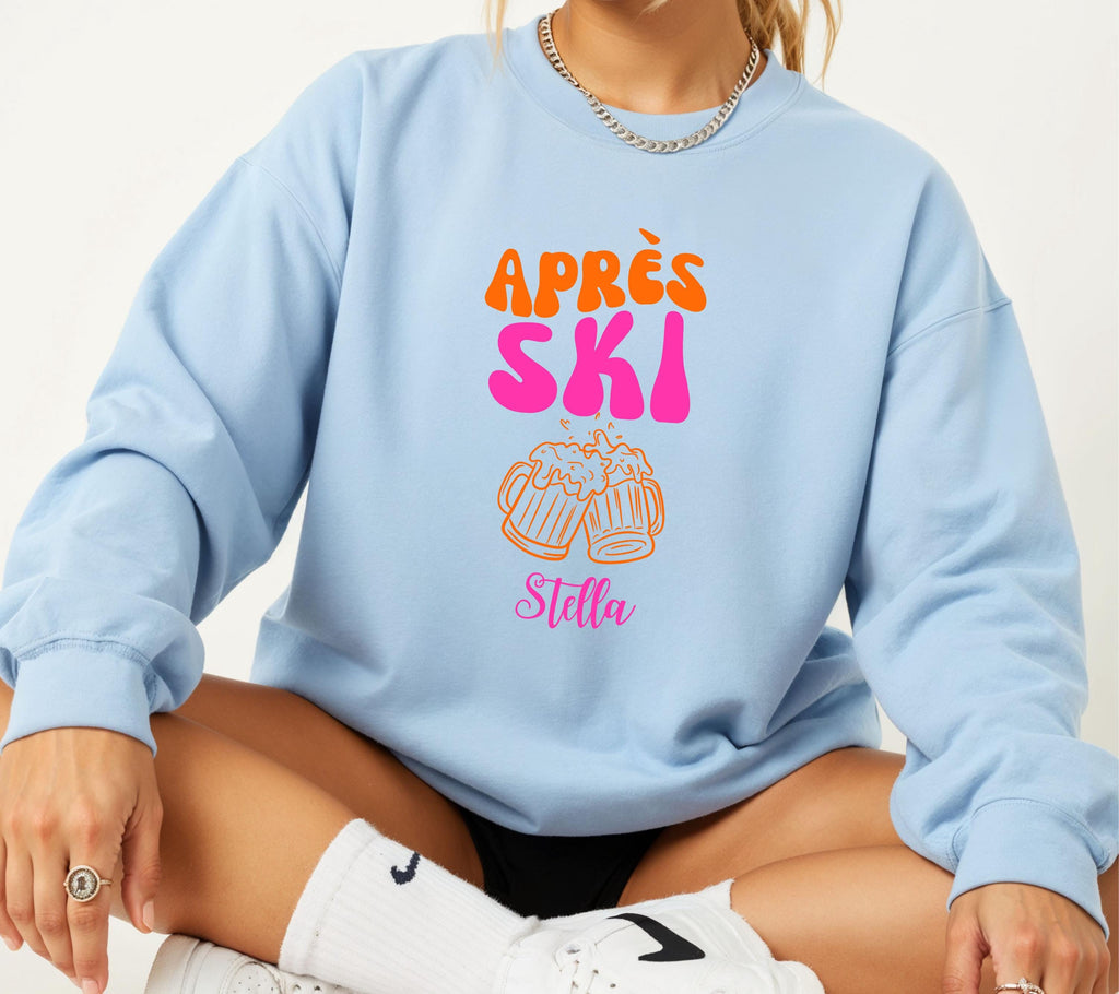 Personalisierter Apres Ski Pullover, Apres Ski Sweatshirt, Geschenk für Skifahrer, Winterurlaub, Après Ski Outfit, Hoodie, pink orange