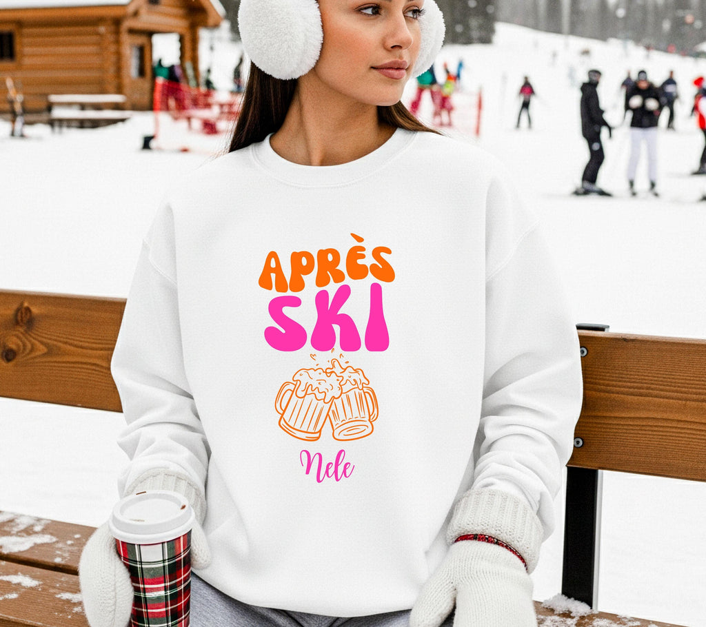 Personalisierter Apres Ski Pullover, Apres Ski Sweatshirt, Geschenk für Skifahrer, Winterurlaub, Après Ski Outfit, Hoodie, pink orange