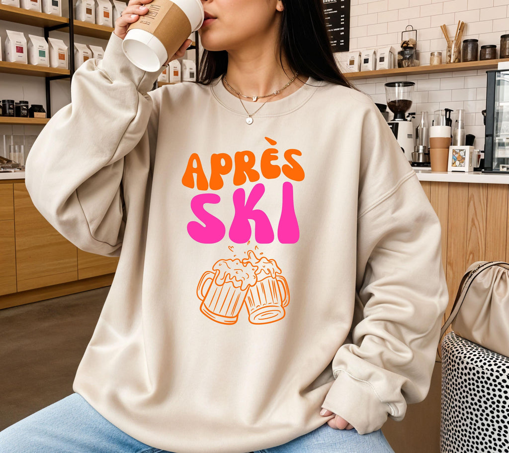 Après Ski Pullover Pink Orange, Après Ski Sweater, Skiurlaub Outfit, Après Ski Party, Skihütte Pullover, Ski Party Sweater pink orange, Bier