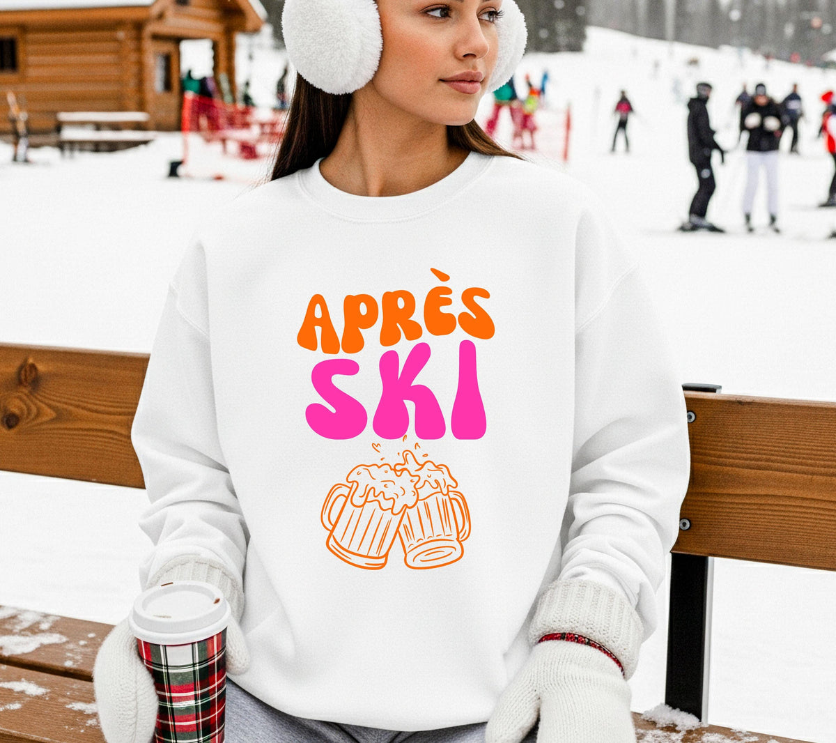 Après Ski Pullover Pink Orange, Après Ski Sweater, Skiurlaub Outfit, Après Ski Party, Skihütte Pullover, Ski Party Sweater pink orange, Bier