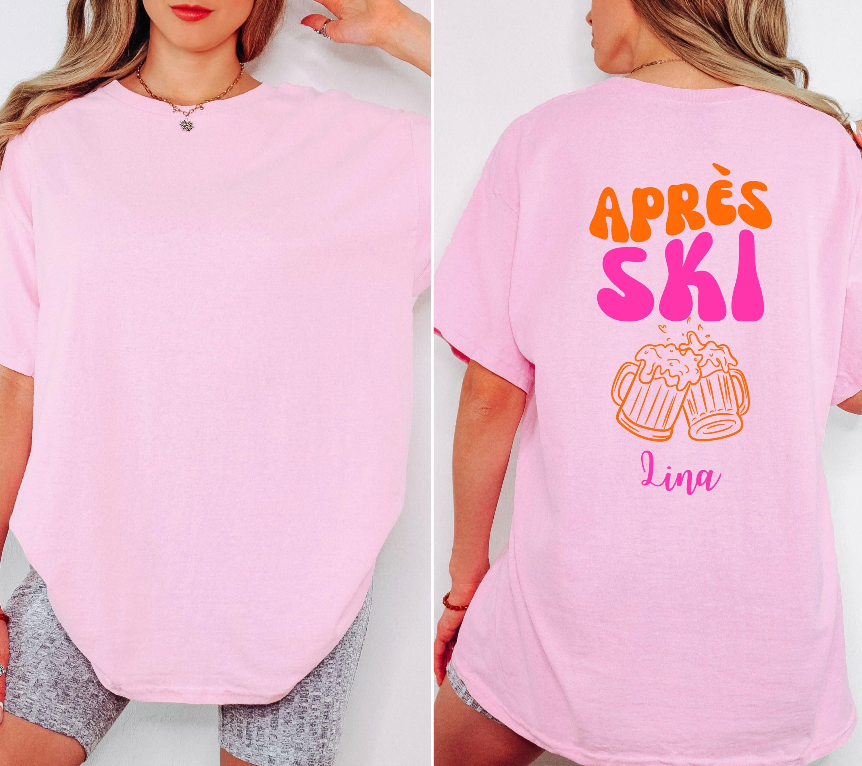 Apres Ski Shirt Unisex personalisiert – Lustiges Ski TShirt Winterurlaub Skihütte – Après Ski Print Outfit Snowboard Party Bier Gruppenshirt