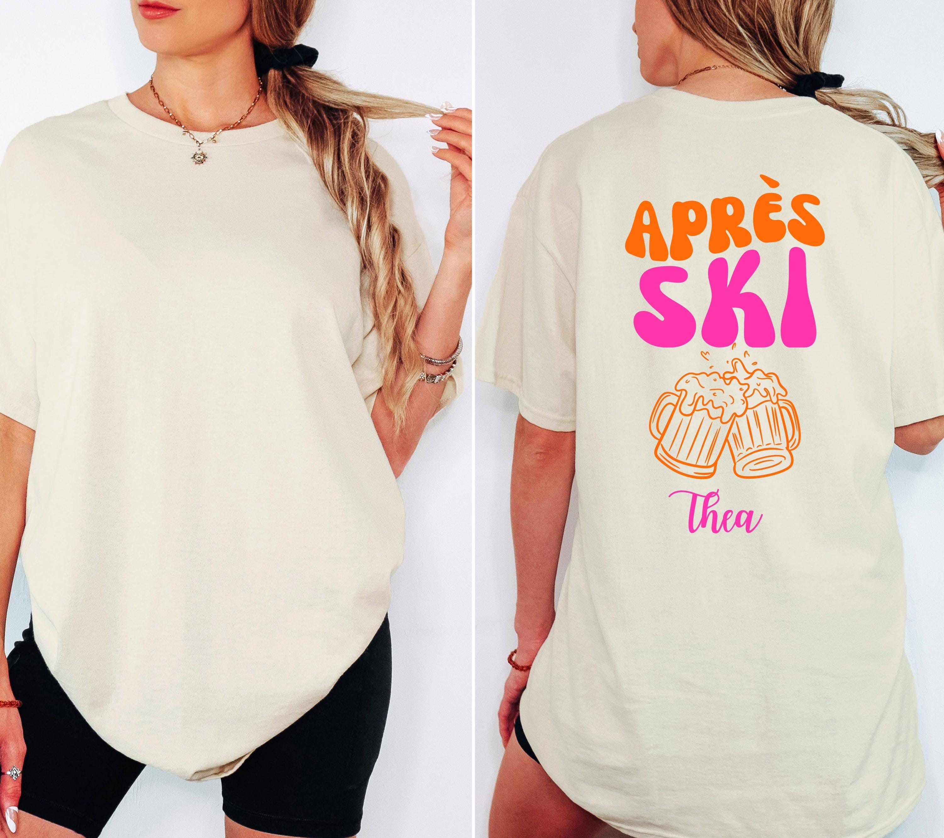 Apres Ski Shirt Unisex personalisiert – Lustiges Ski TShirt Winterurlaub Skihütte – Après Ski Print Outfit Snowboard Party Bier Gruppenshirt