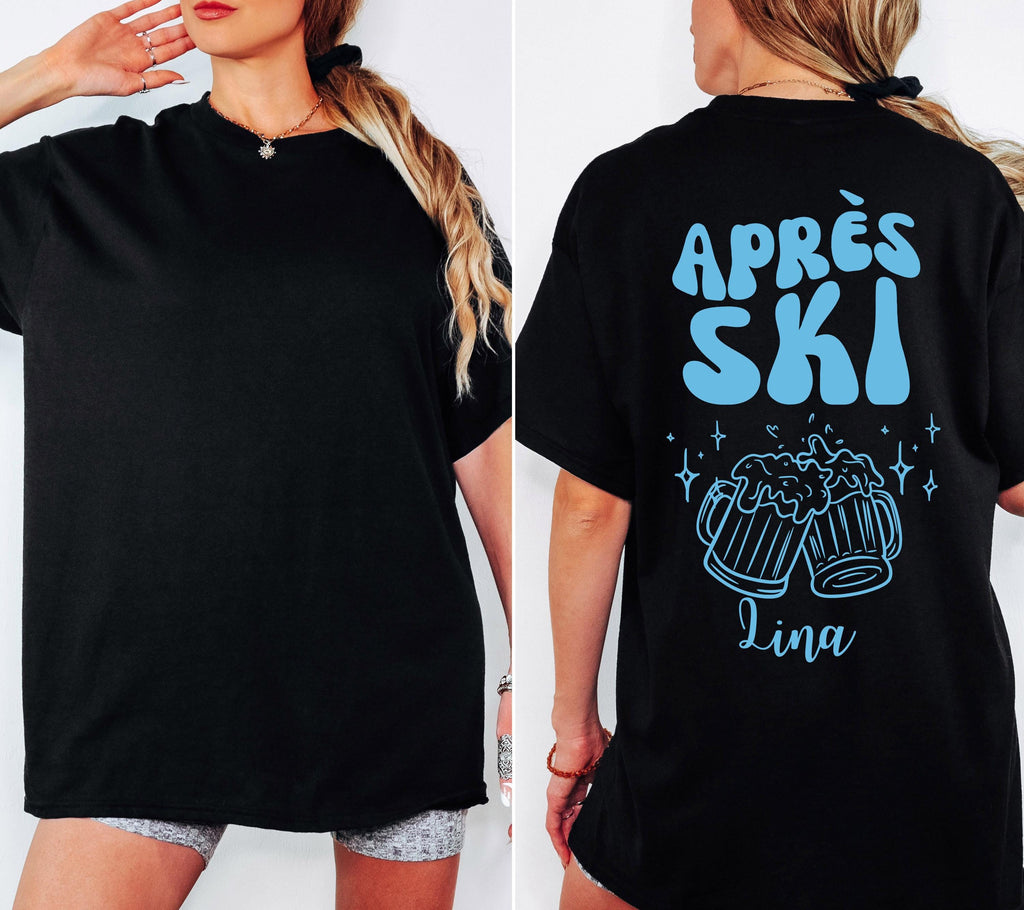 Apres Ski Shirt personalisiert, hellblau, lustiges Ski TShirt, Après Ski Outfit, Snowboard, Party, Bier Shirt, Gruppenshirt, Skifahrer, Name