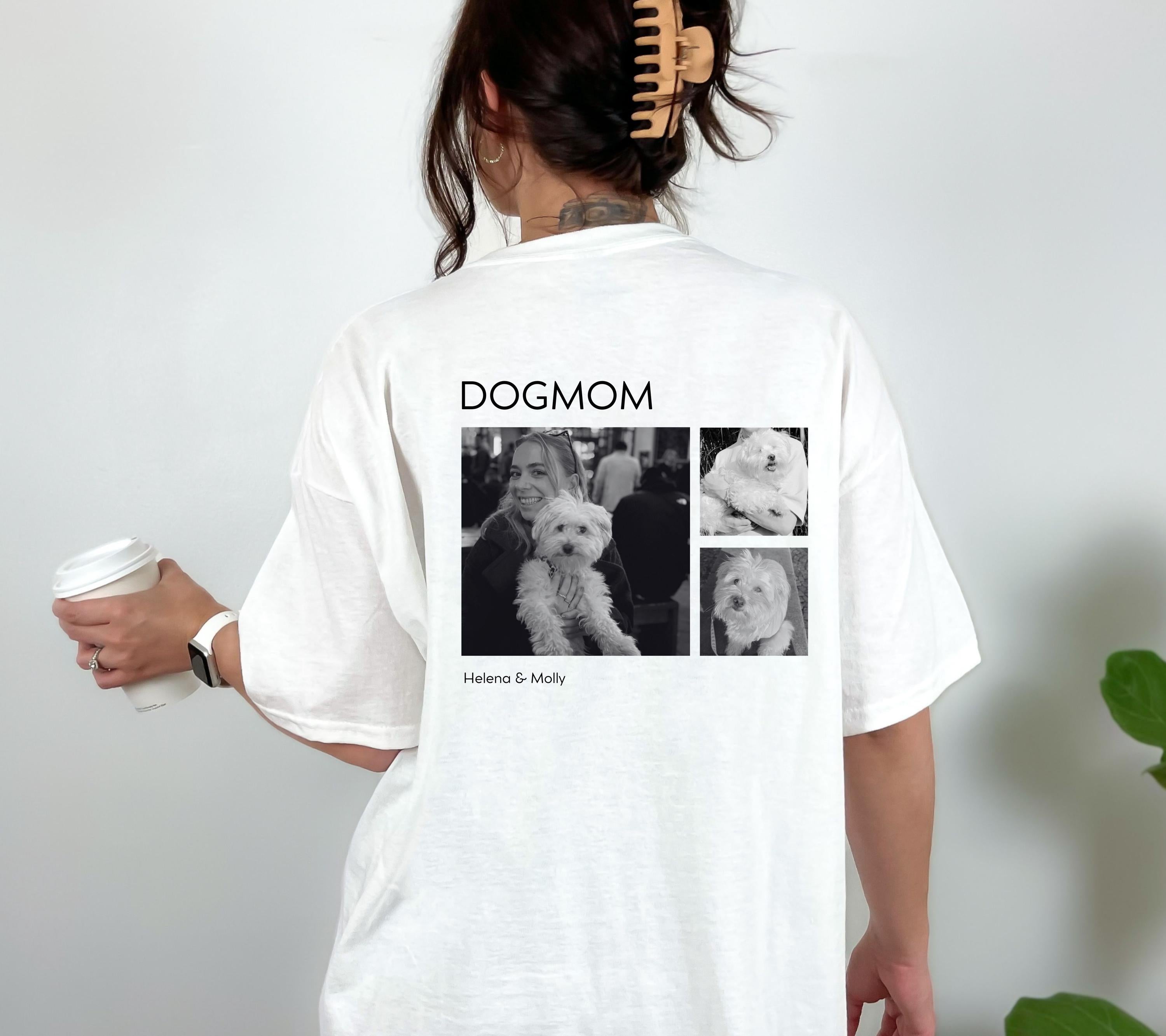 Personalisiertes Dog Mom Shirt mit Namen & Fotos - Shirt Hundemama Backprint - Dog Mom - Geschenk Freundin - Hundeliebhaber - Hundebesitzer