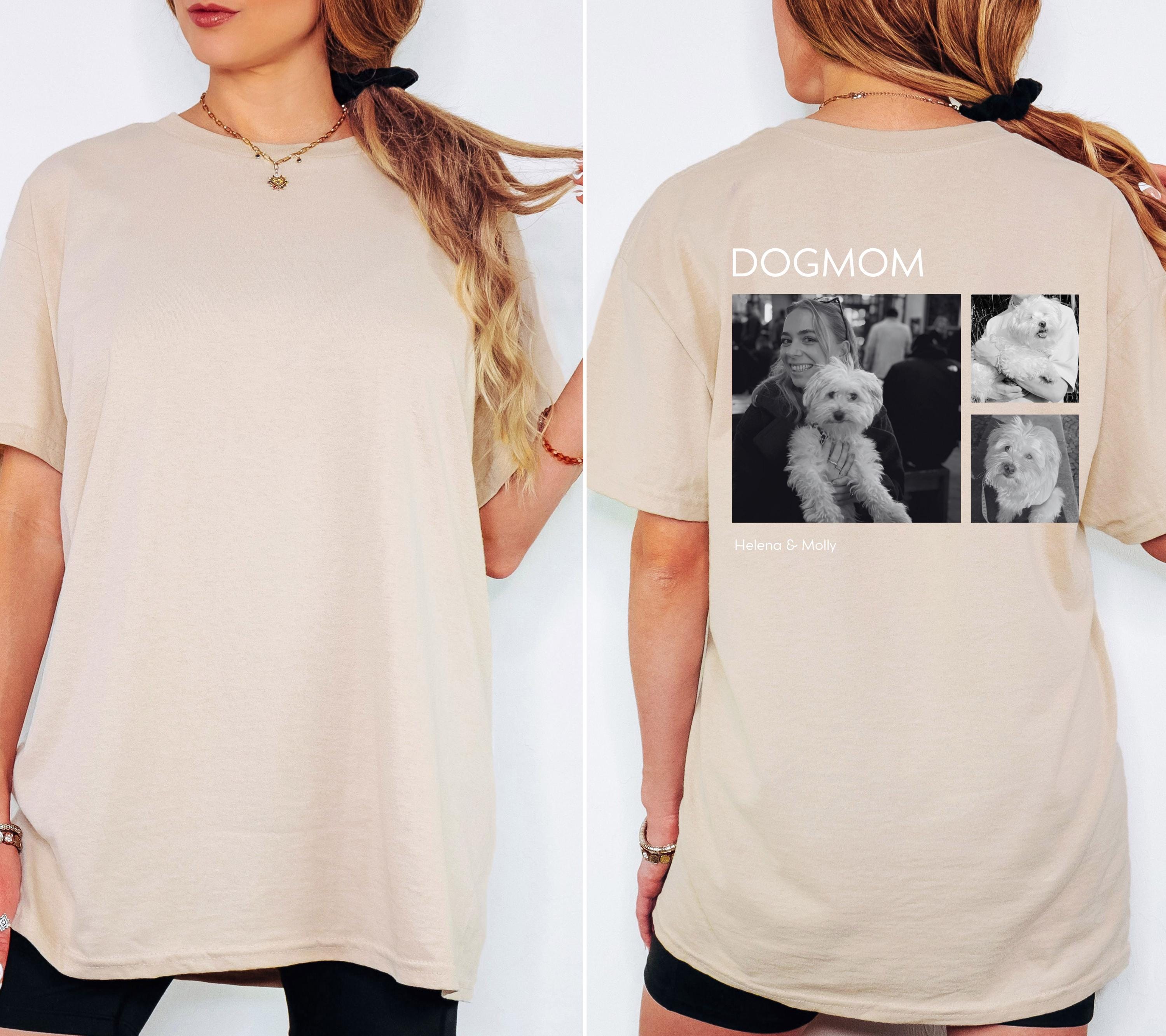 Personalisiertes Dog Mom Shirt mit Namen & Fotos - Shirt Hundemama Backprint - Dog Mom - Geschenk Freundin - Hundeliebhaber - Hundebesitzer