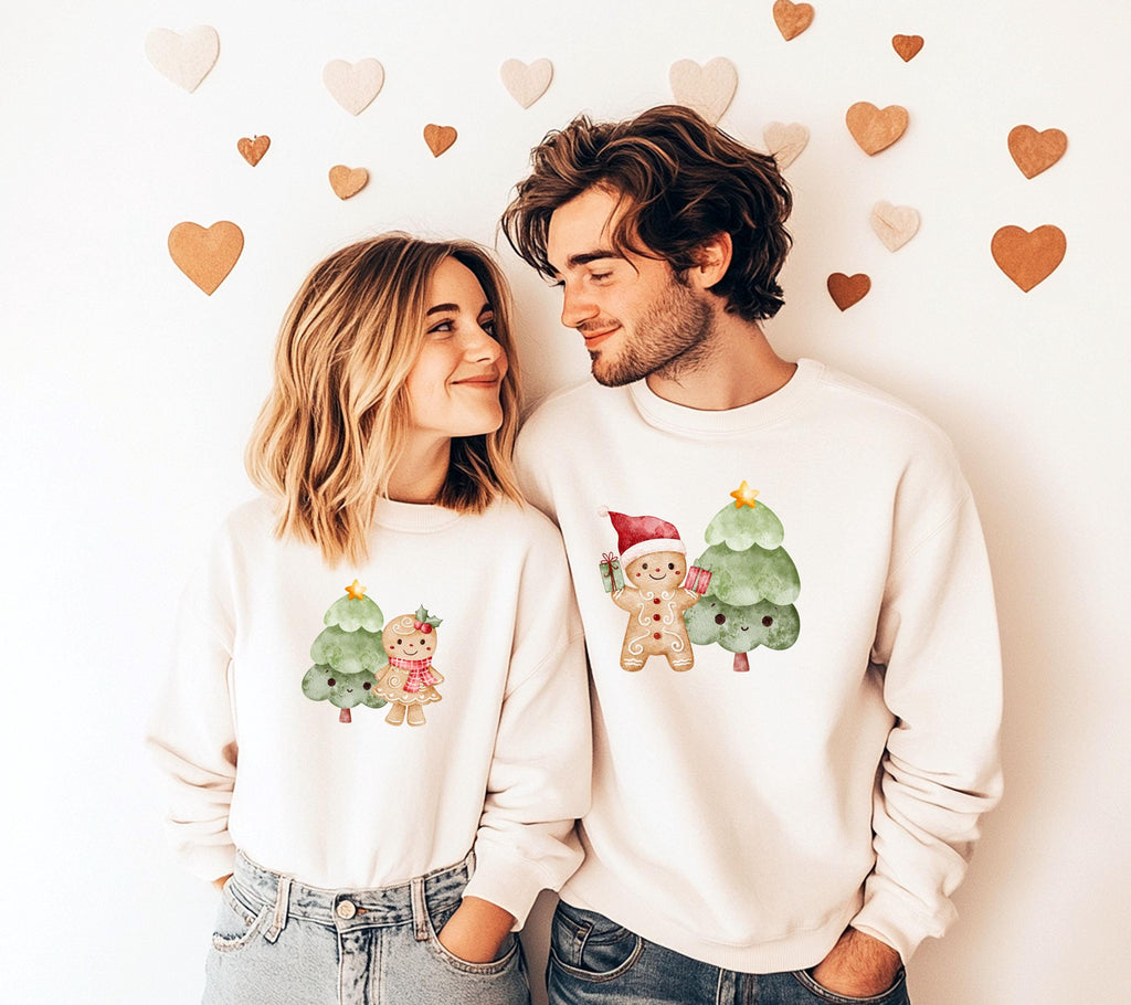 Pärchen Pullover Weihnachten, Lebkuchenmann & Frau Sweatshirt, Partner Geschenk Weihnachten, Matching Christmas Sweater Couple, Geschenkidee