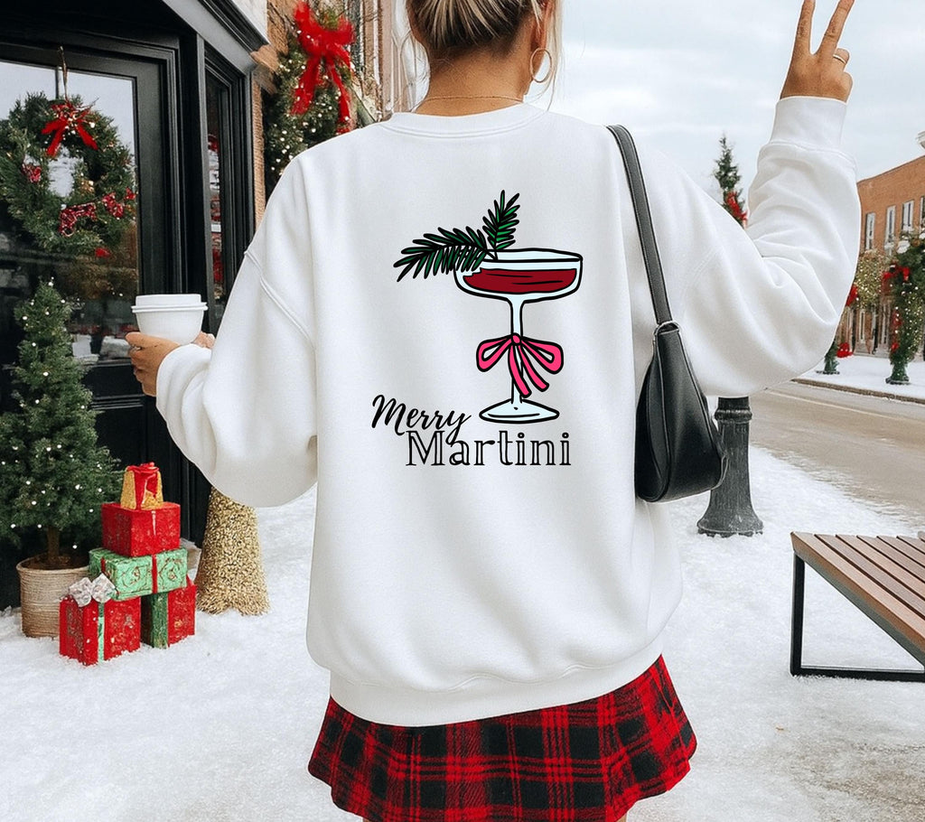 Weihnachtspullover Merry Martini | Backprint Xmas Sweater | Pullover Weihnachten | Geschenk Weihnachten Damen | Geschenkidee Mama Freundin