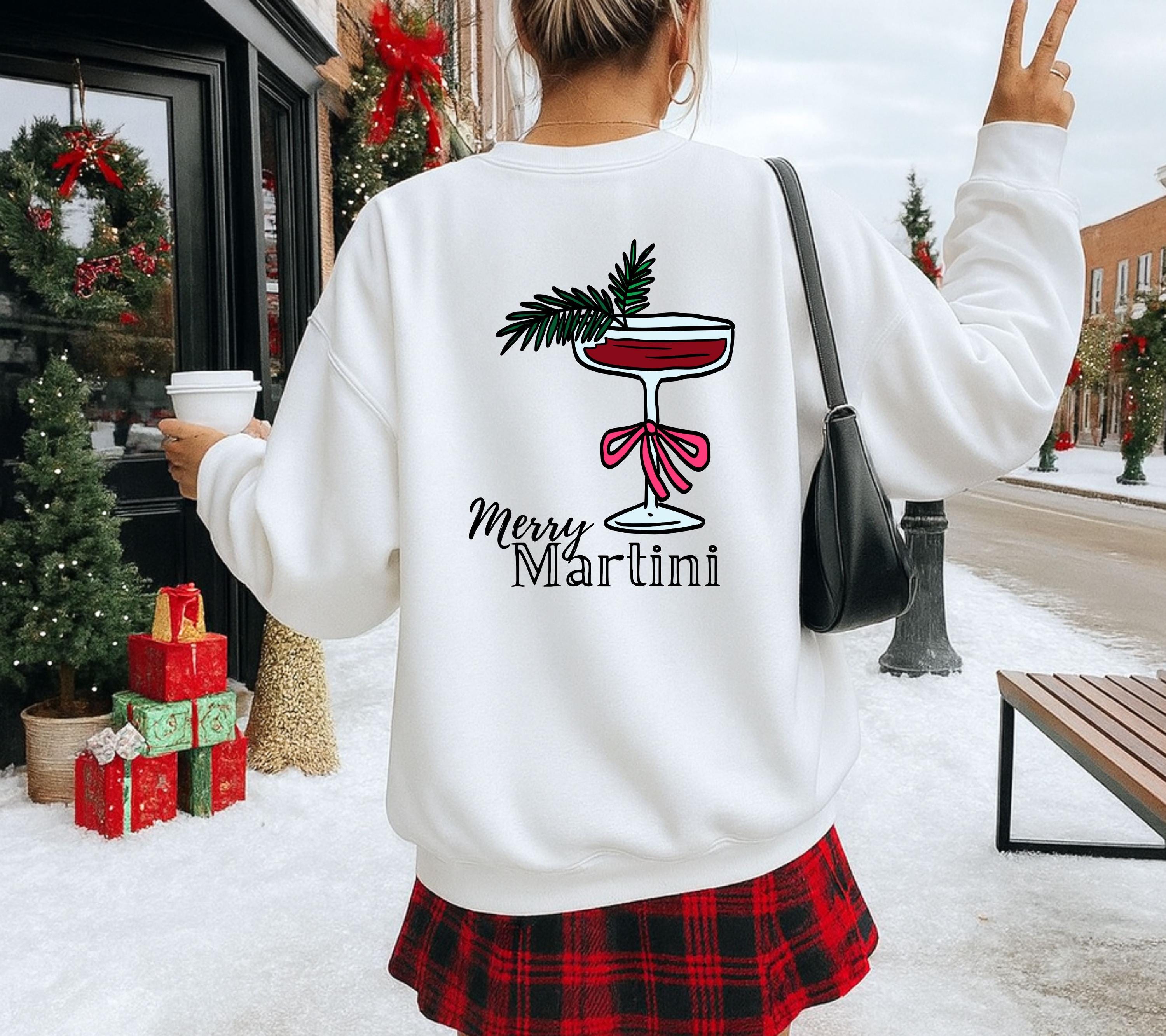 Weihnachtspullover Merry Martini | Backprint Xmas Sweater | Pullover Weihnachten | Geschenk Weihnachten Damen | Geschenkidee Mama Freundin