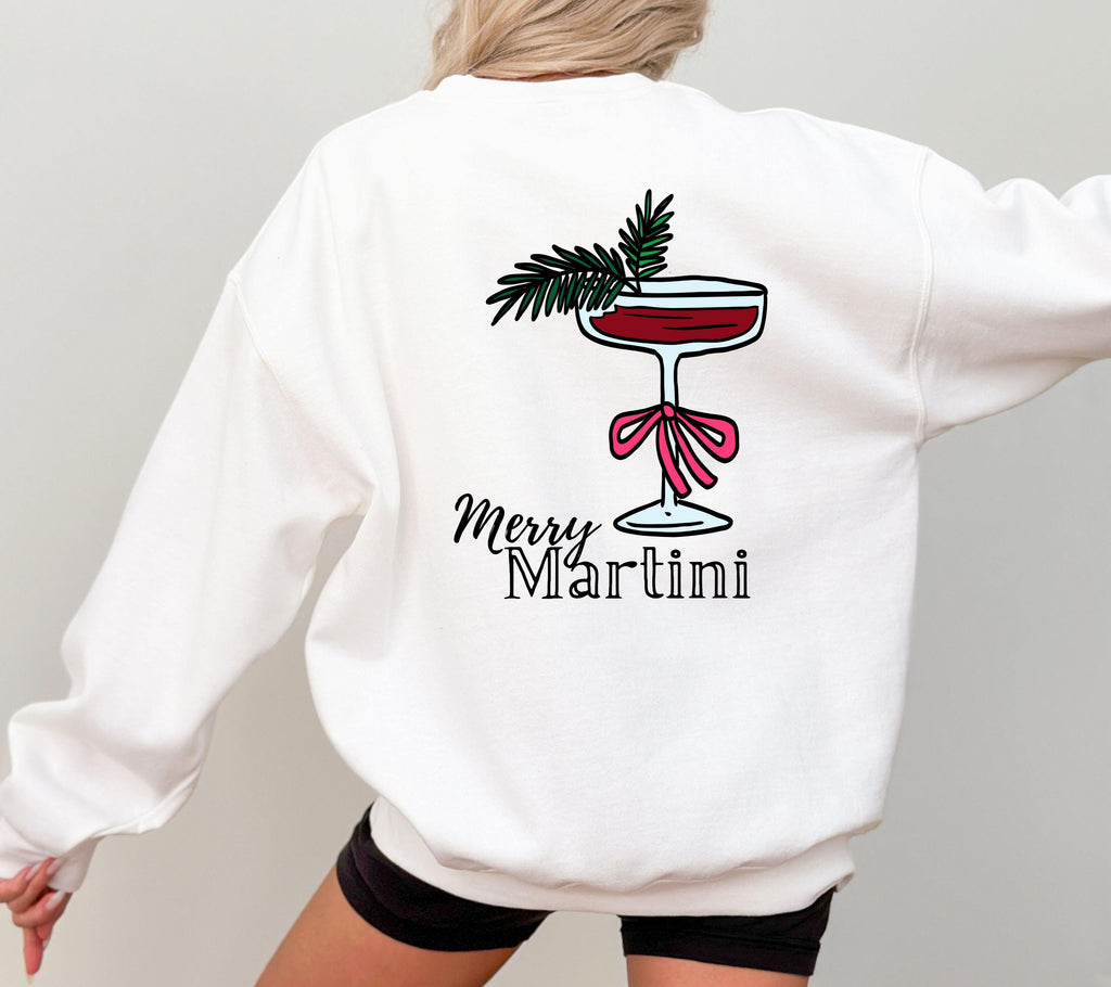 Weihnachtspullover Merry Martini | Backprint Xmas Sweater | Pullover Weihnachten | Geschenk Weihnachten Damen | Geschenkidee Mama Freundin