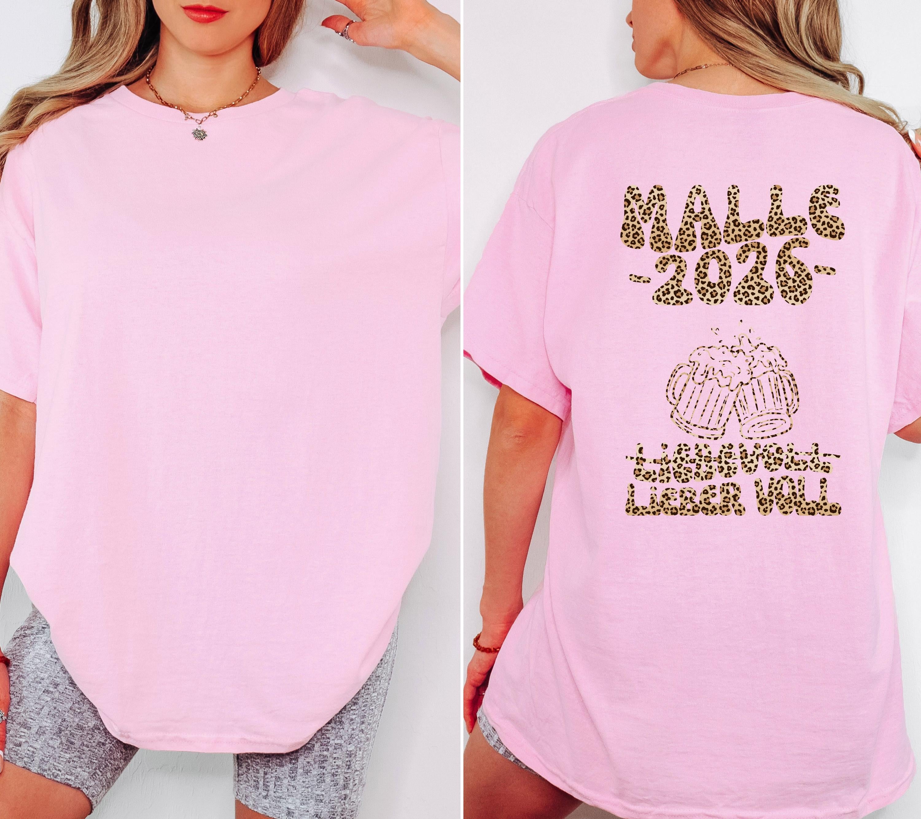 Malle Shirt, liebevoll lieber voll, Backprint, Malle 2026, Leo Muster, Leopard, Mallorca T Shirt, personalisiert, Bier Shirt, Gruppenshirt