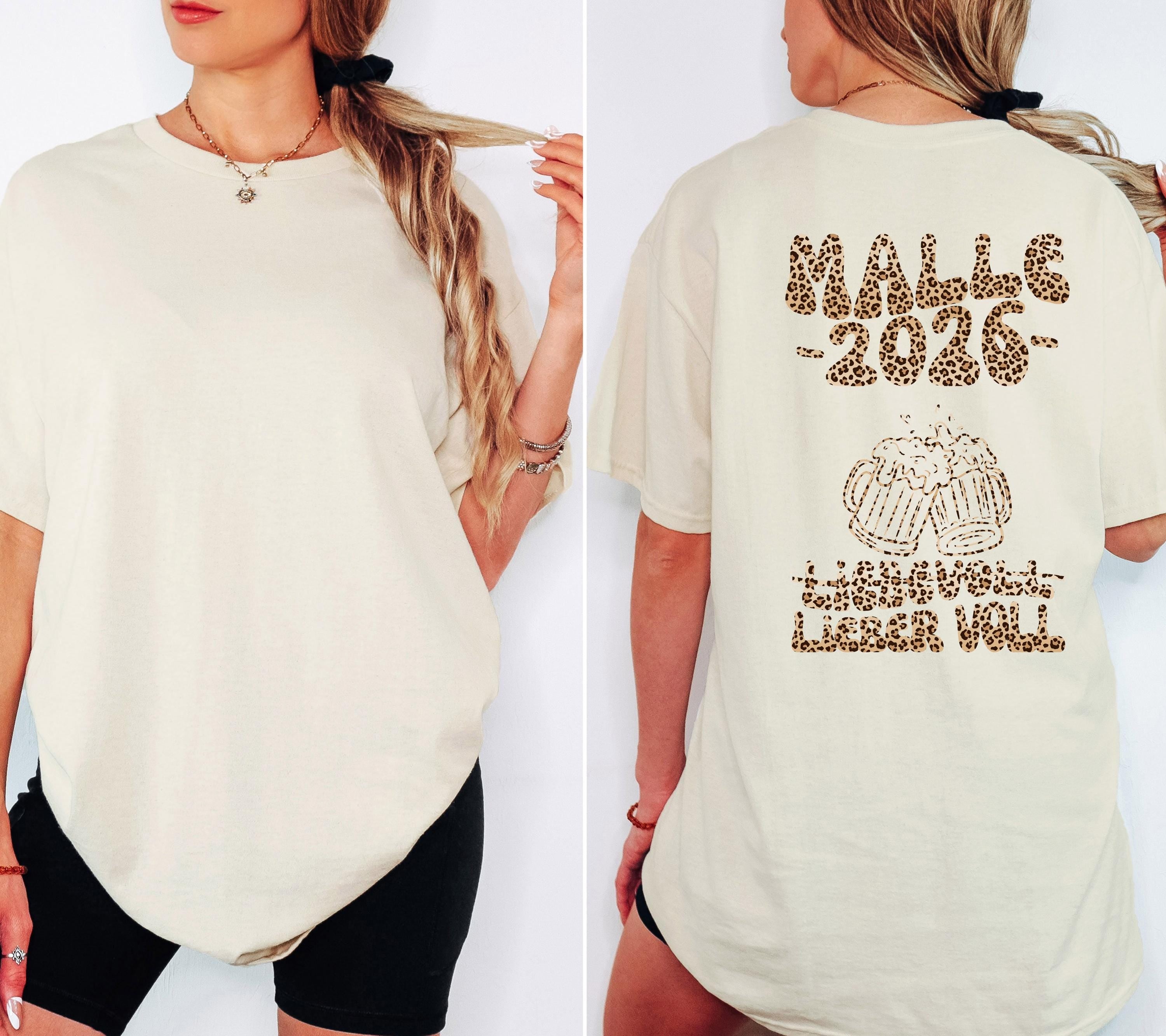 Malle Shirt, liebevoll lieber voll, Backprint, Malle 2026, Leo Muster, Leopard, Mallorca T Shirt, personalisiert, Bier Shirt, Gruppenshirt